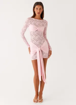 Consie Long Sleeve Mini Dress - Pink Occasion Ready Sleek Flow
