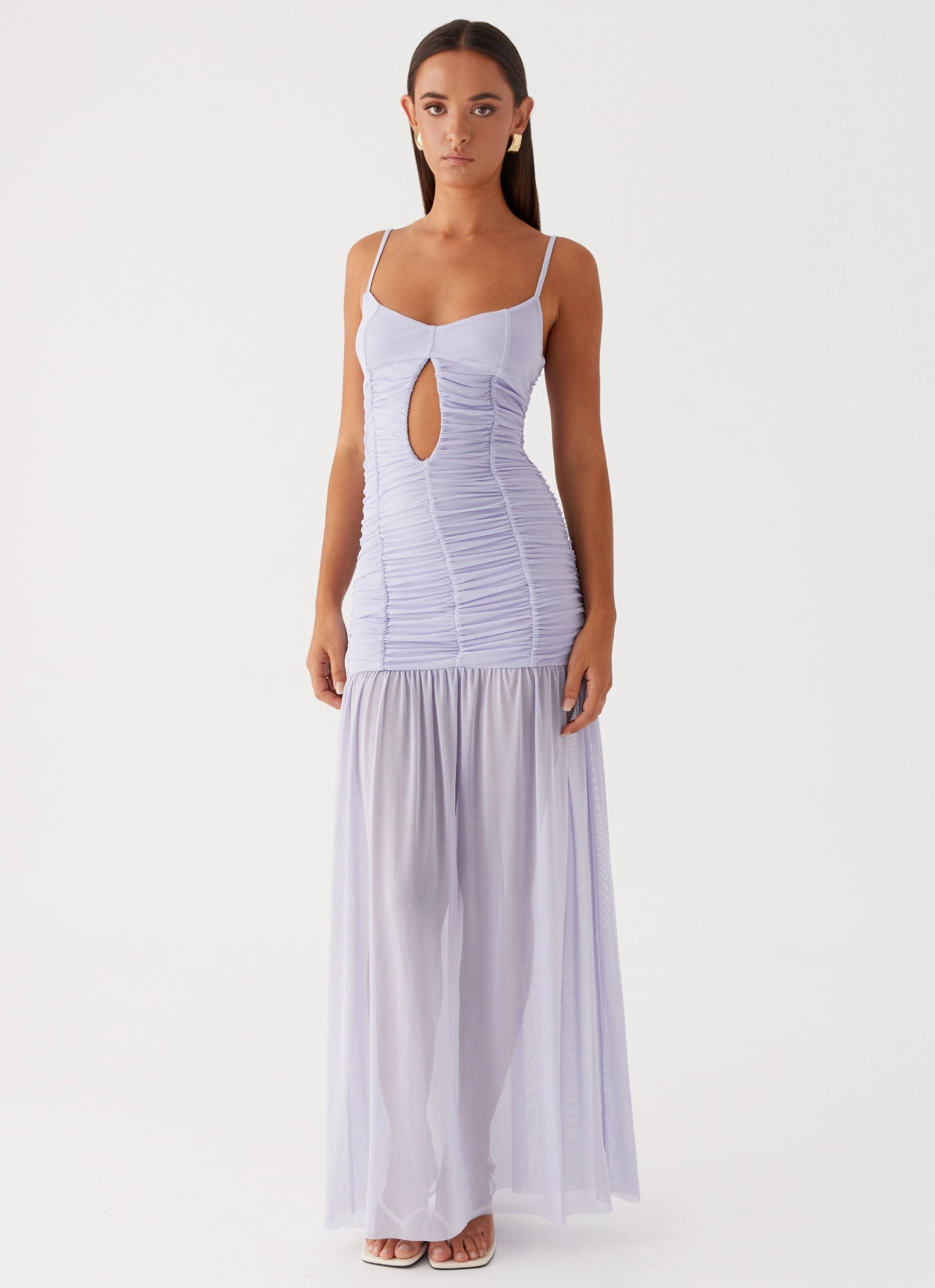 Relaxed and stylish Constance Mesh Maxi Dress - Lavender