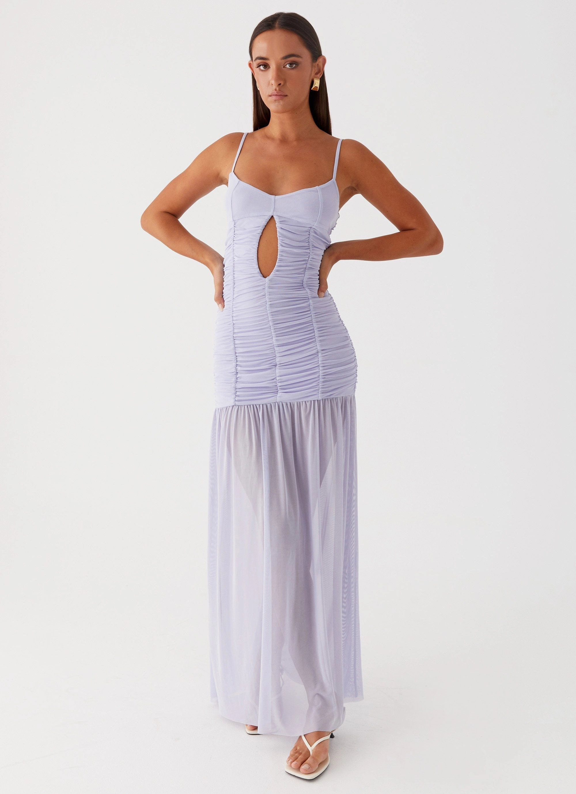 Constance Mesh Maxi Dress - Lavender Fashion-Forward Sophisticated Comfort