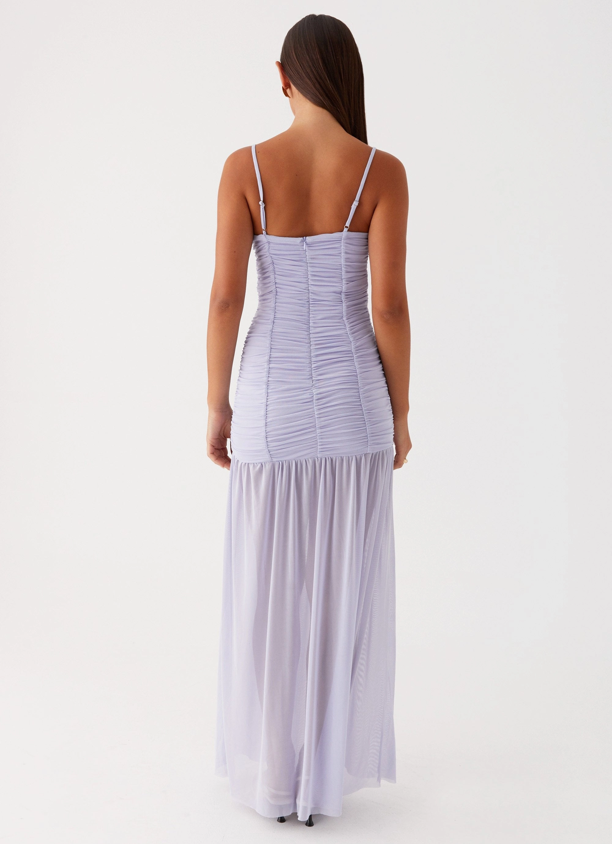 City Friendly Elegant Finish Constance Mesh Maxi Dress - Lavender