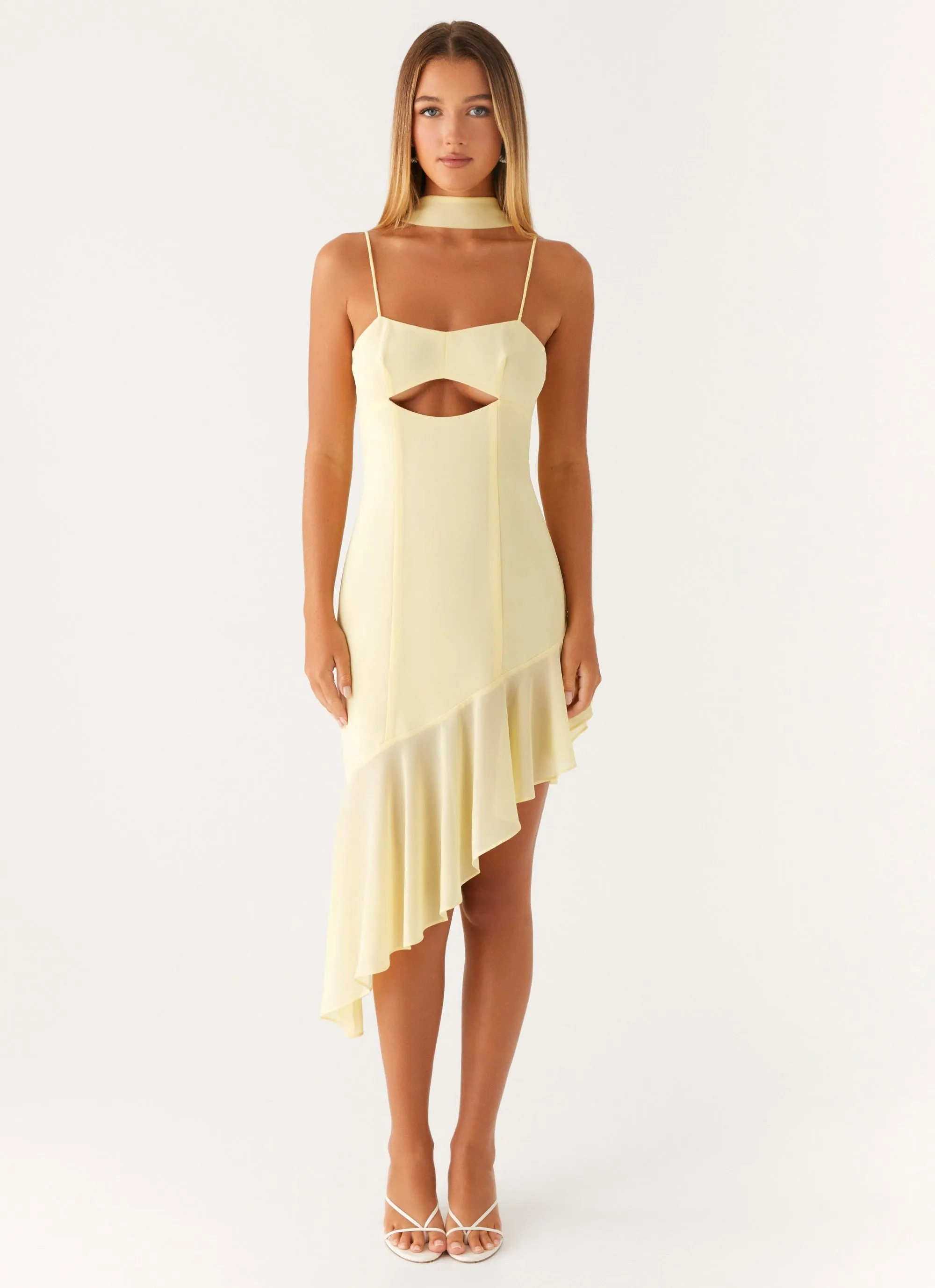 Playful design piece Mood Casual Zesty Asymmetrical Midi Dress - Yellow