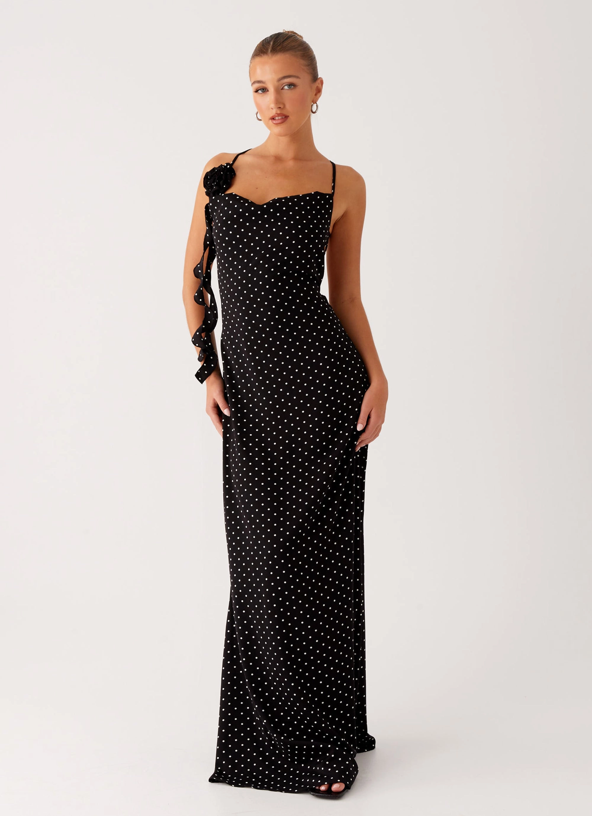 Purely Maxi Dress - Black Polka Dot Machine-washable