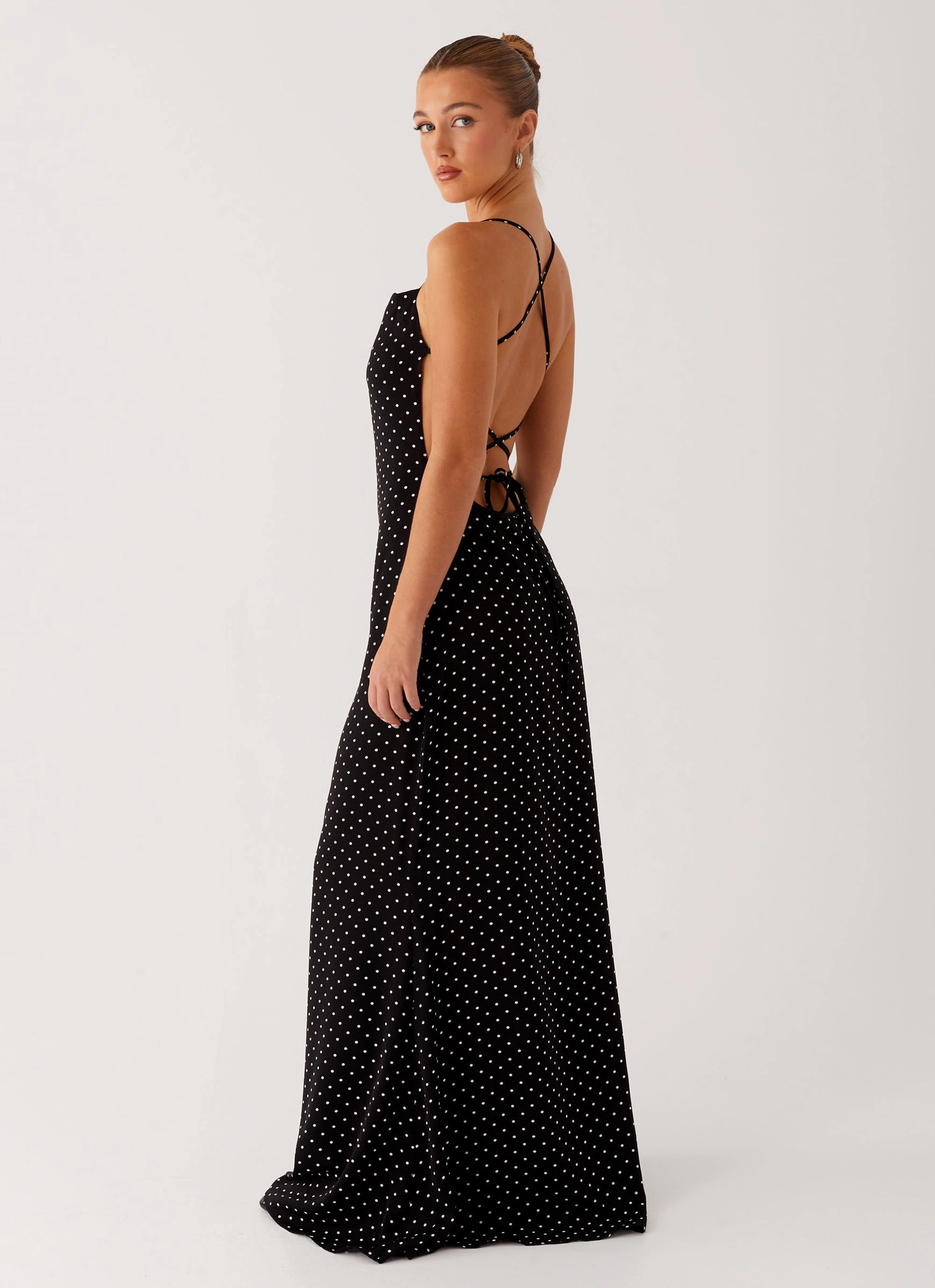 Purely Maxi Dress - Black Polka Dot Soft Layering Cozy Fit