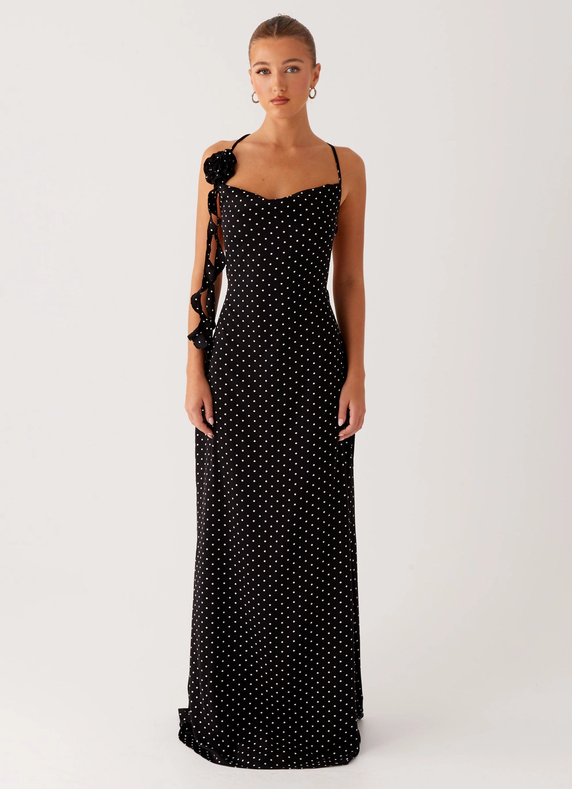 Subtle-Print Natural Wrap Purely Maxi Dress - Black Polka Dot