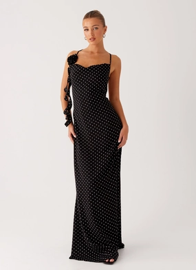 Purely Maxi Dress - Black Polka Dot Machine-washable
