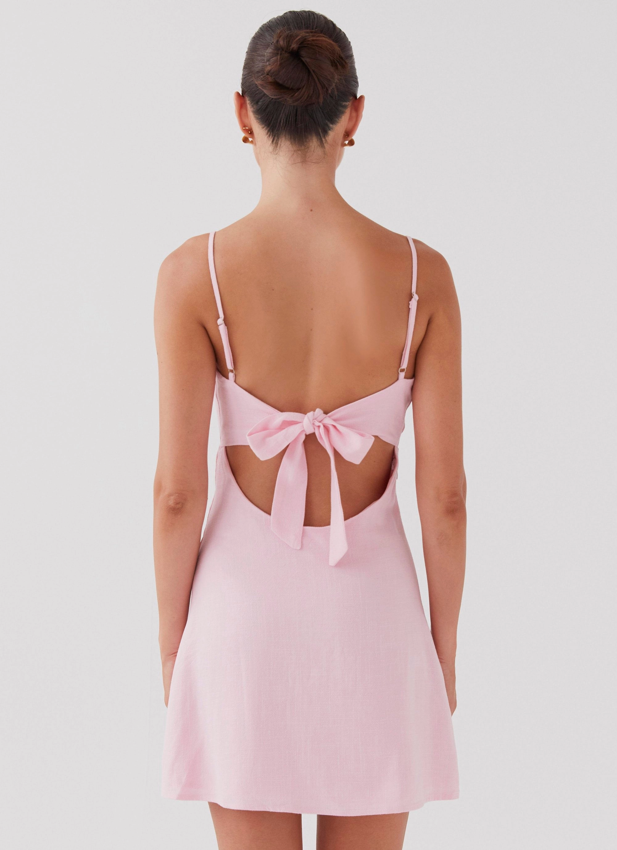 Chill Wear Lace-Edge Flora Linen Mini Dress - Candy