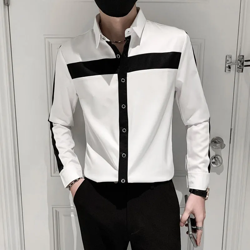 Contrast Lines Stitching Long Sleeve Shirt