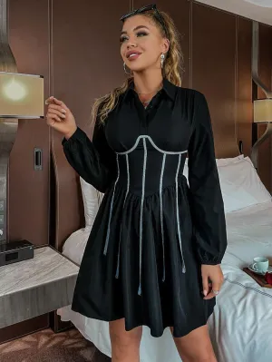 Contrast Seam Shirt Dress