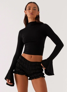 EcoFriendly Manufacturing V-neck Blouse Reggie Long Sleeve Top - Black