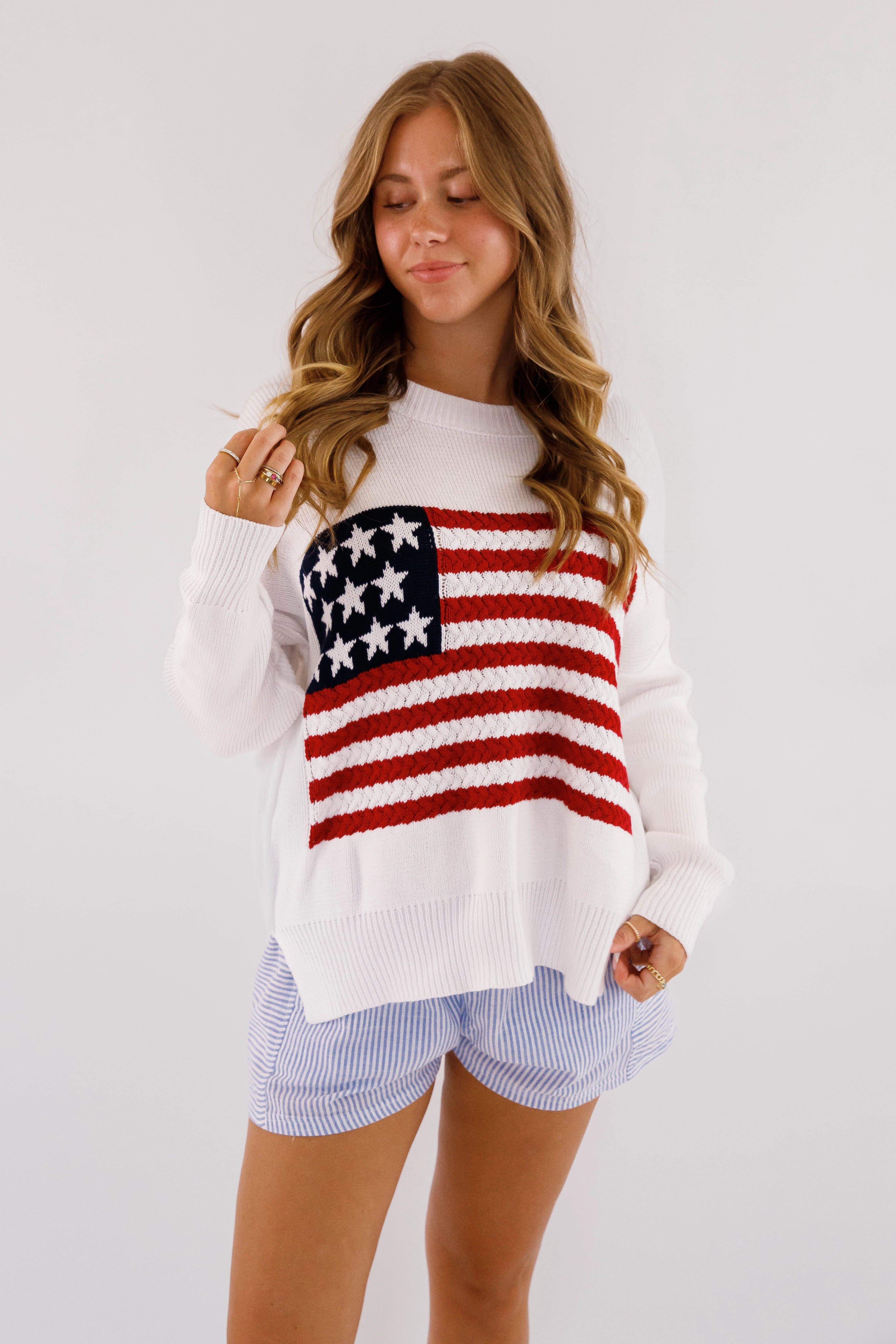 DoubleLayeredFabric Under The Stars Sweater-White