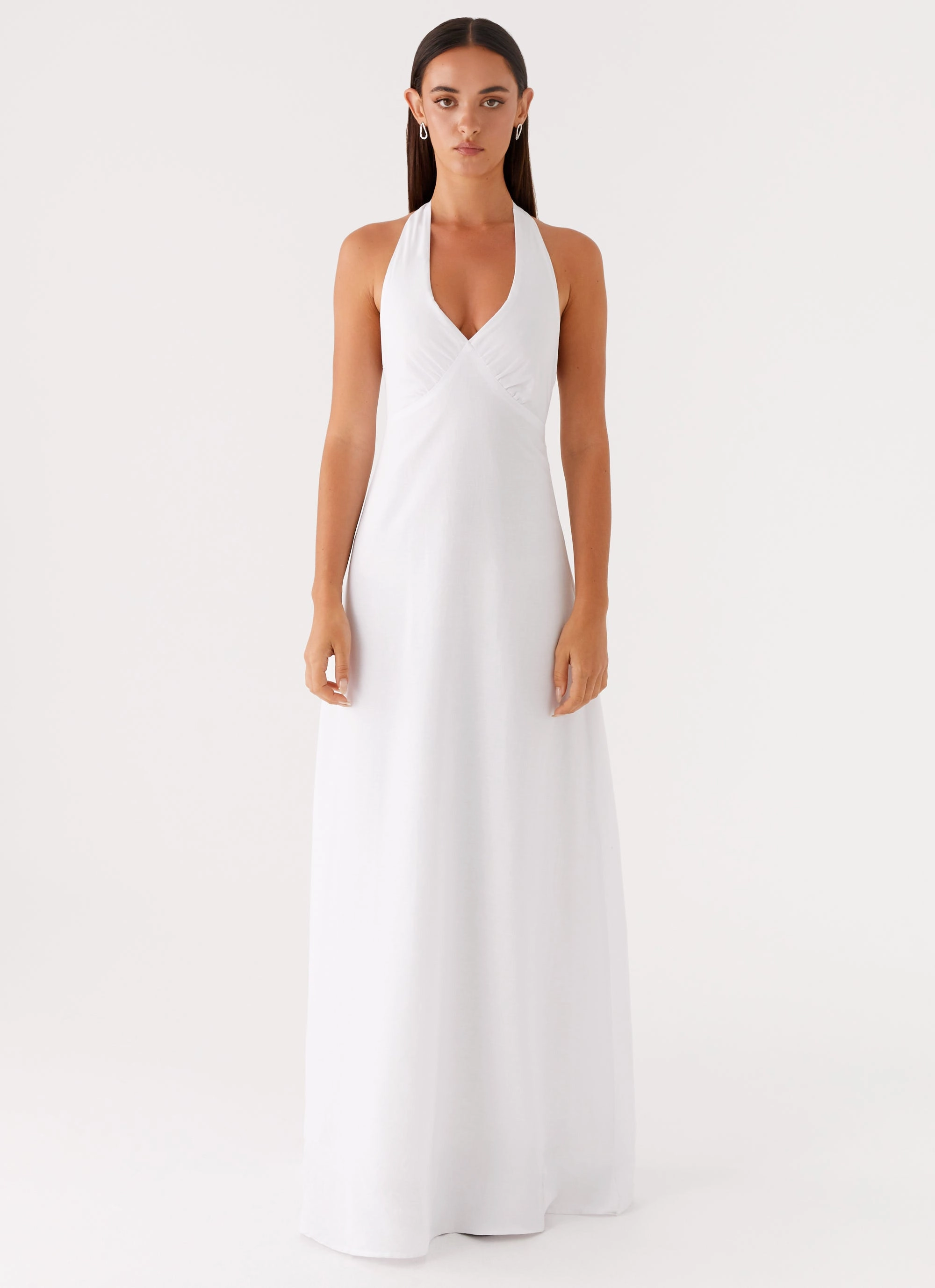 Heavy Hearted Linen Maxi Dress - White Charming Fit