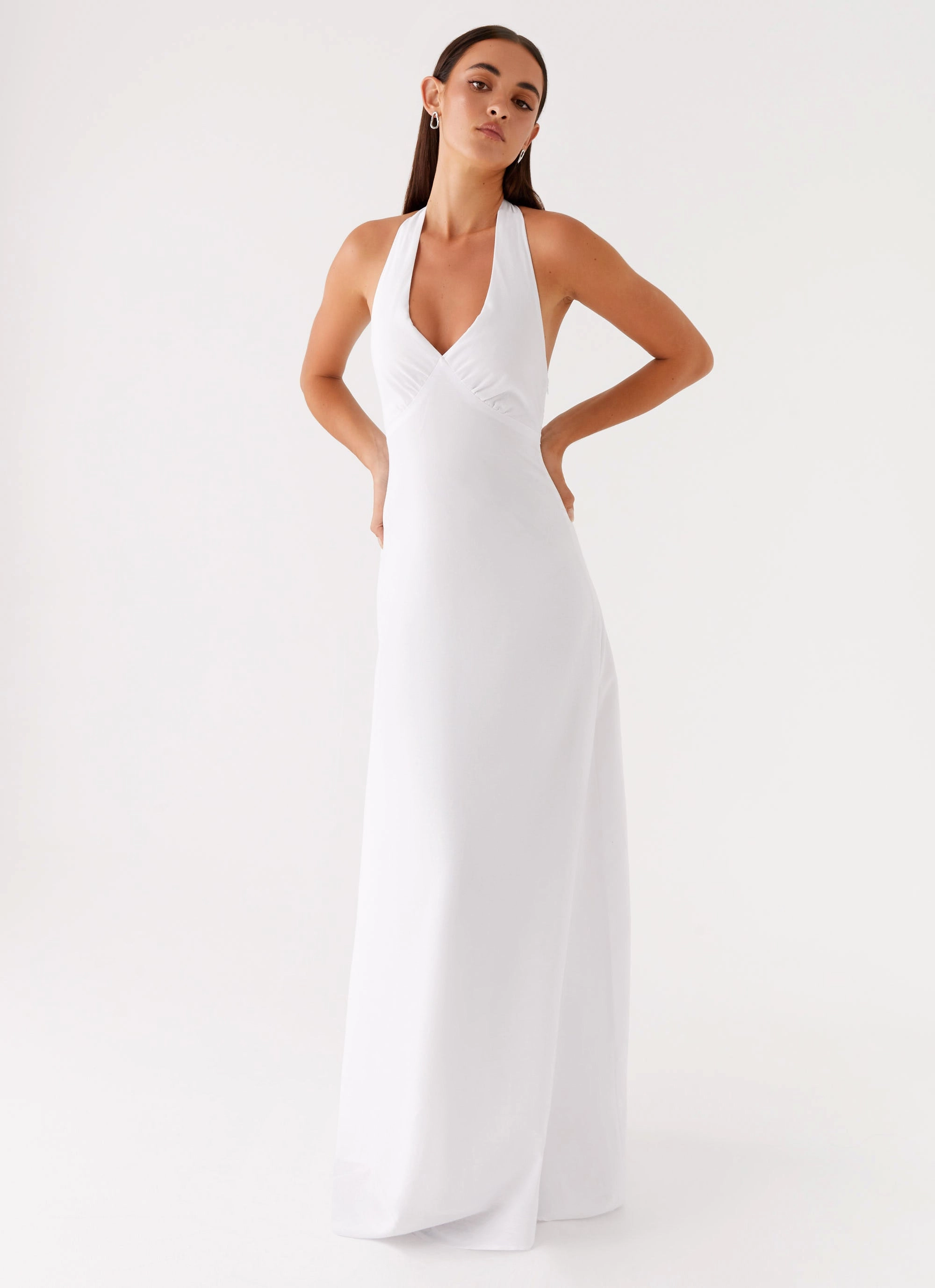 Heavy Hearted Linen Maxi Dress - White Formal dinner wear Evening Chic