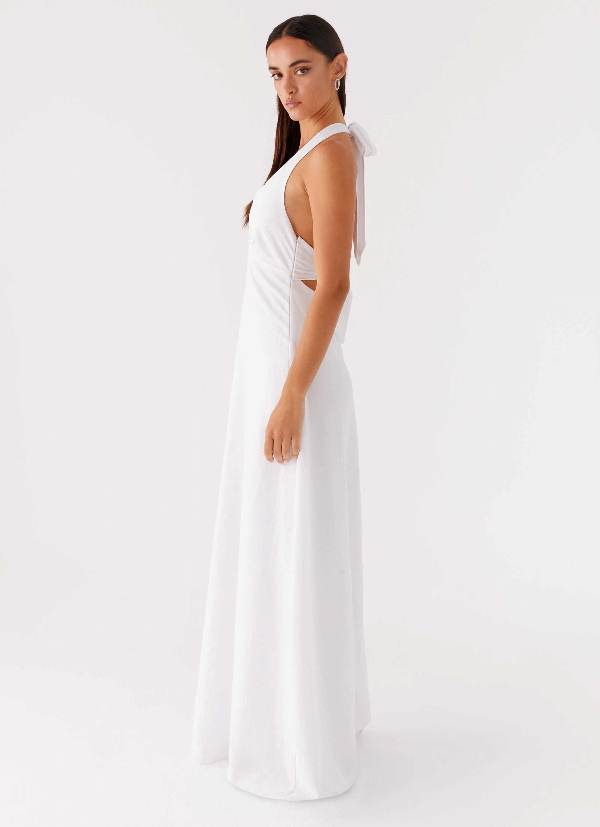 Heavy Hearted Linen Maxi Dress - White Office Tone All Fit Style