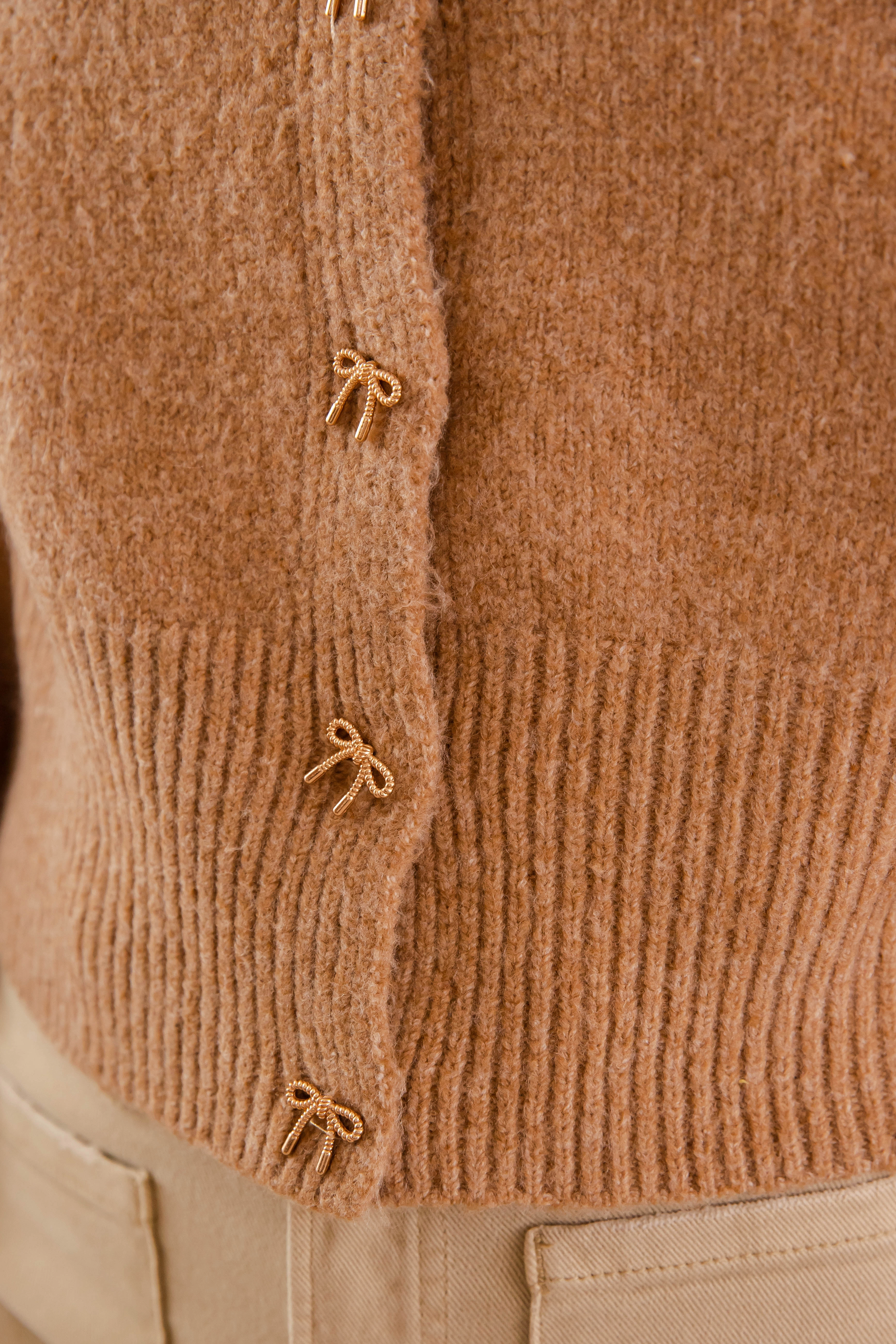 Totally Smitten Cardigan-Taupe AdjustableDrawstring