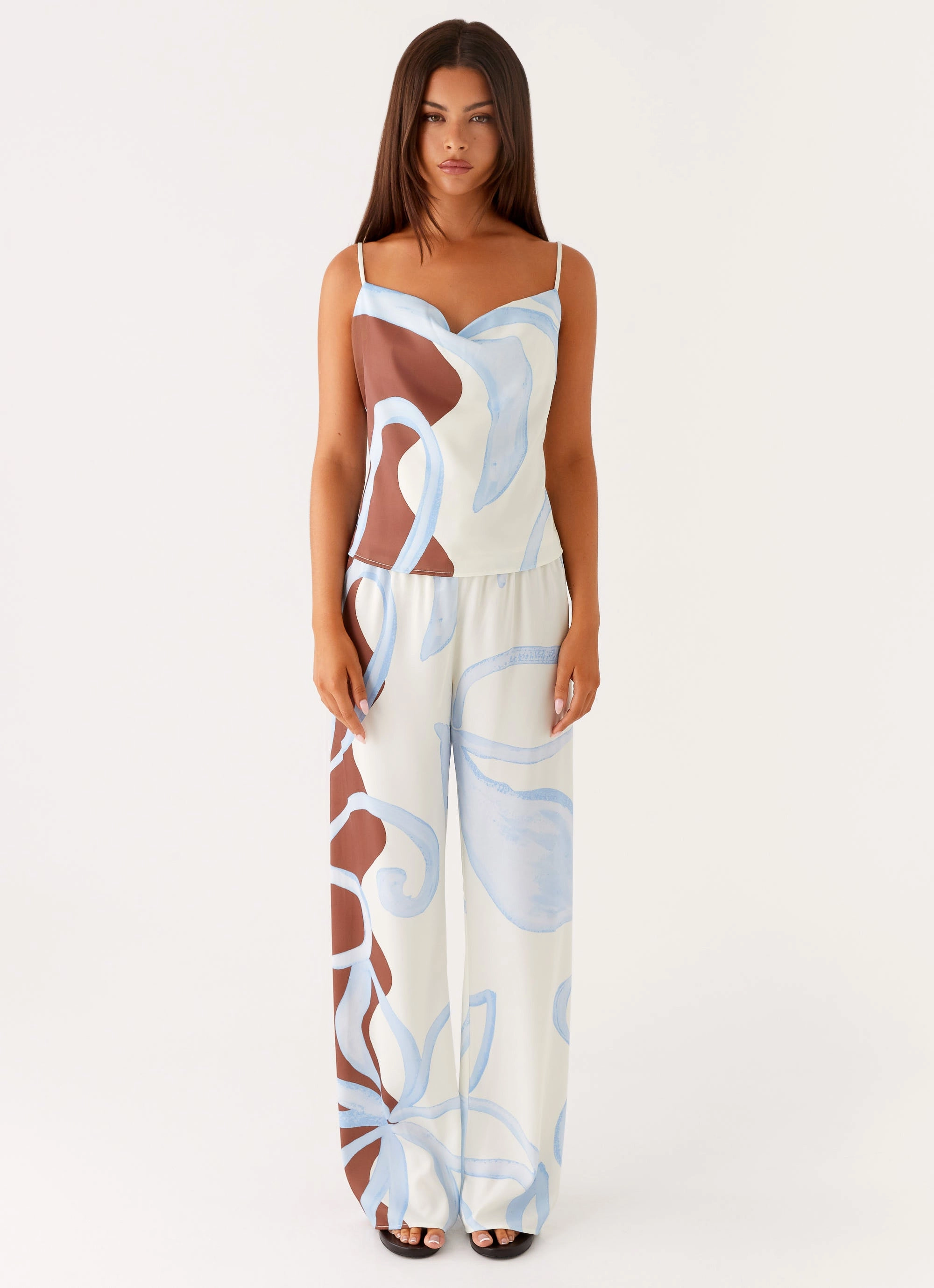 Light material Kaia Cowl Neck Top - Bloom Wave Print