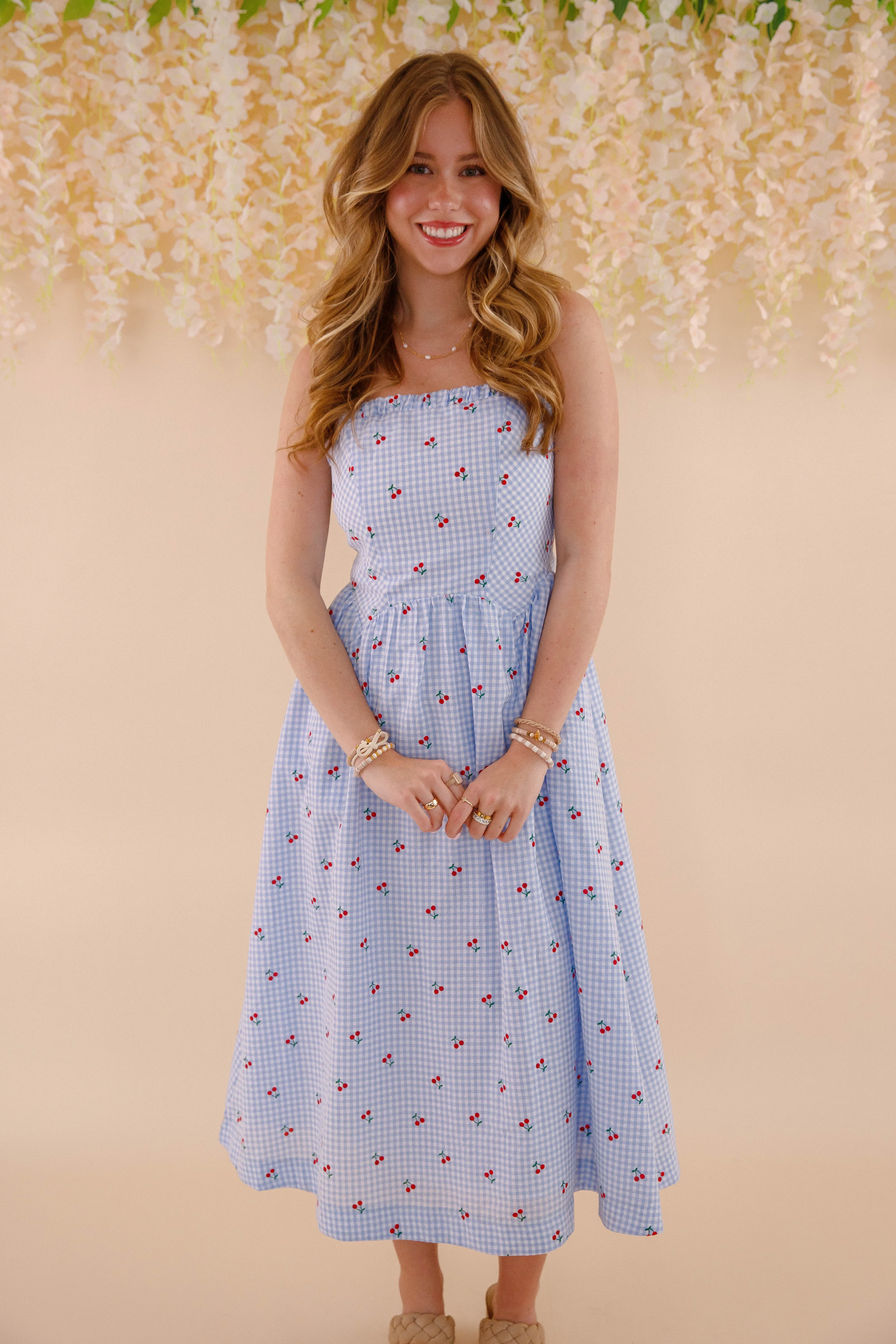 The Cherry On Top Midi Dress Trendy Layer Form Fit