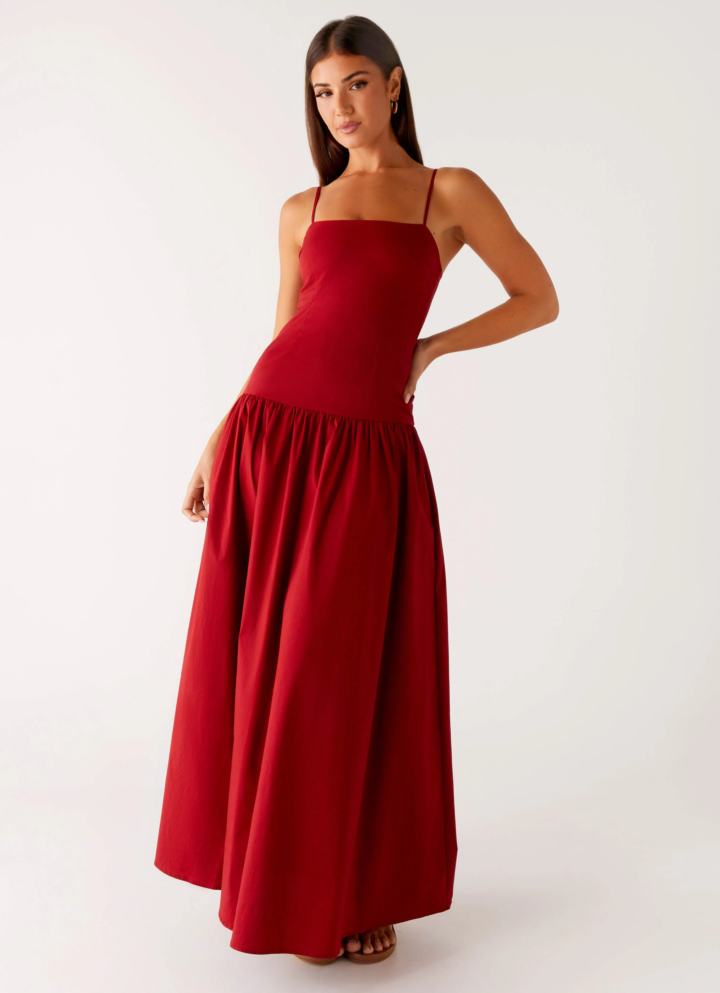 Hot Now Vince Cami Maxi Dress - Deep Red