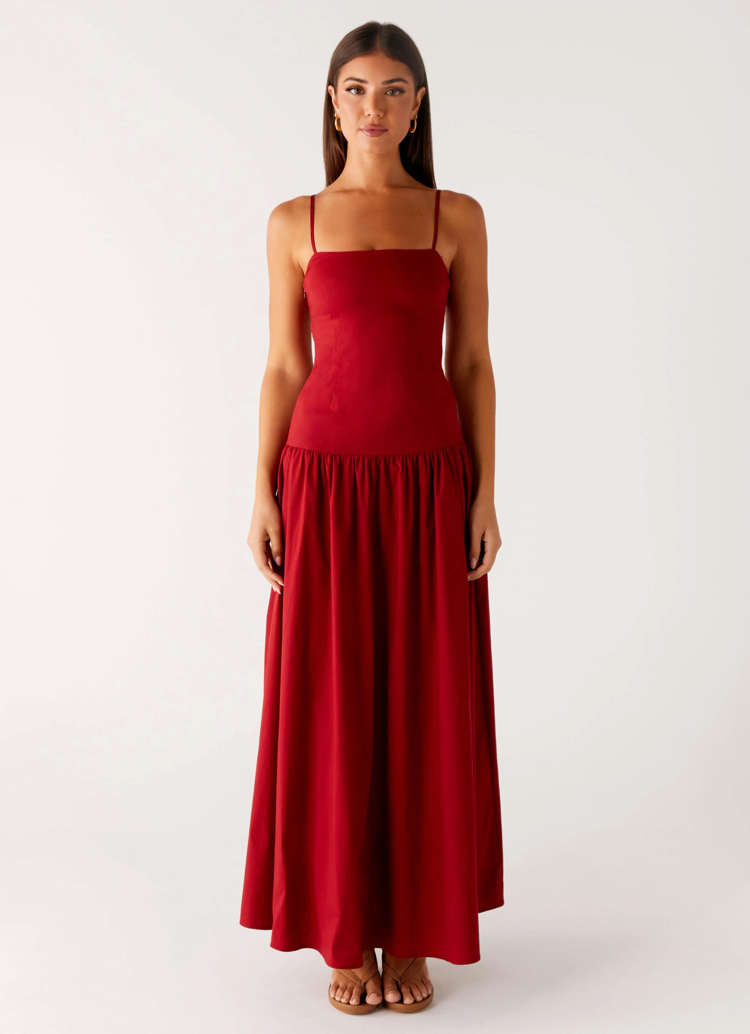 Vince Cami Maxi Dress - Deep Red Bell-Sleeve