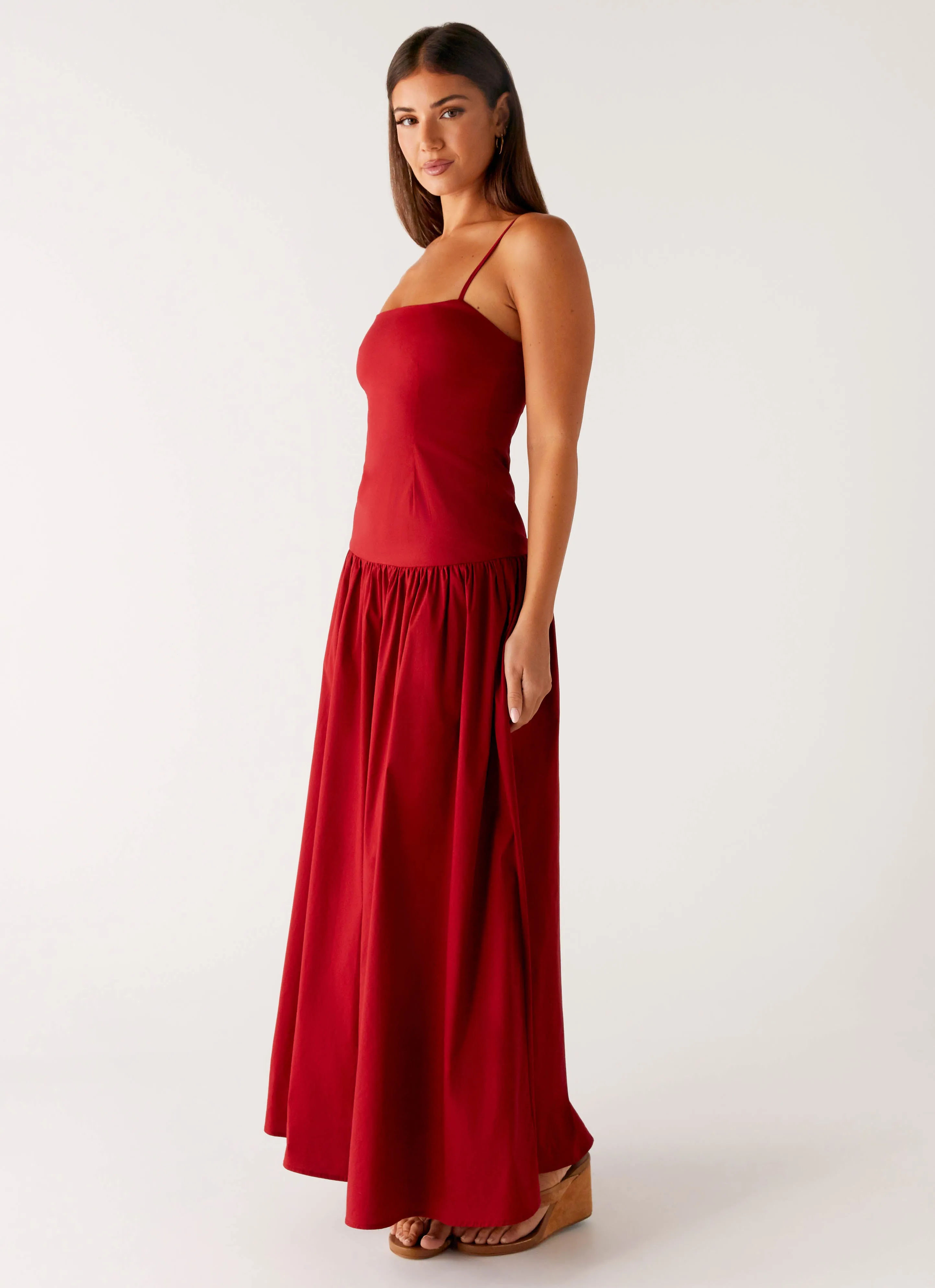 Vince Cami Maxi Dress - Deep Red Smooth Lines Easy Pick