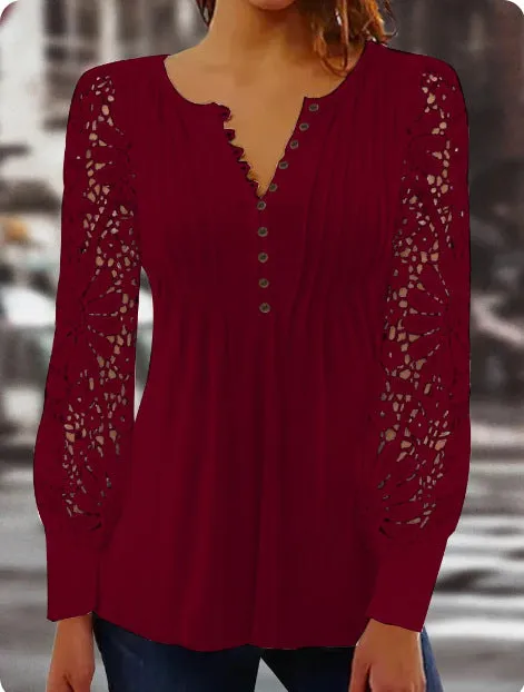 Cool Spring Long Sleeve V-neck Fitted Blouses