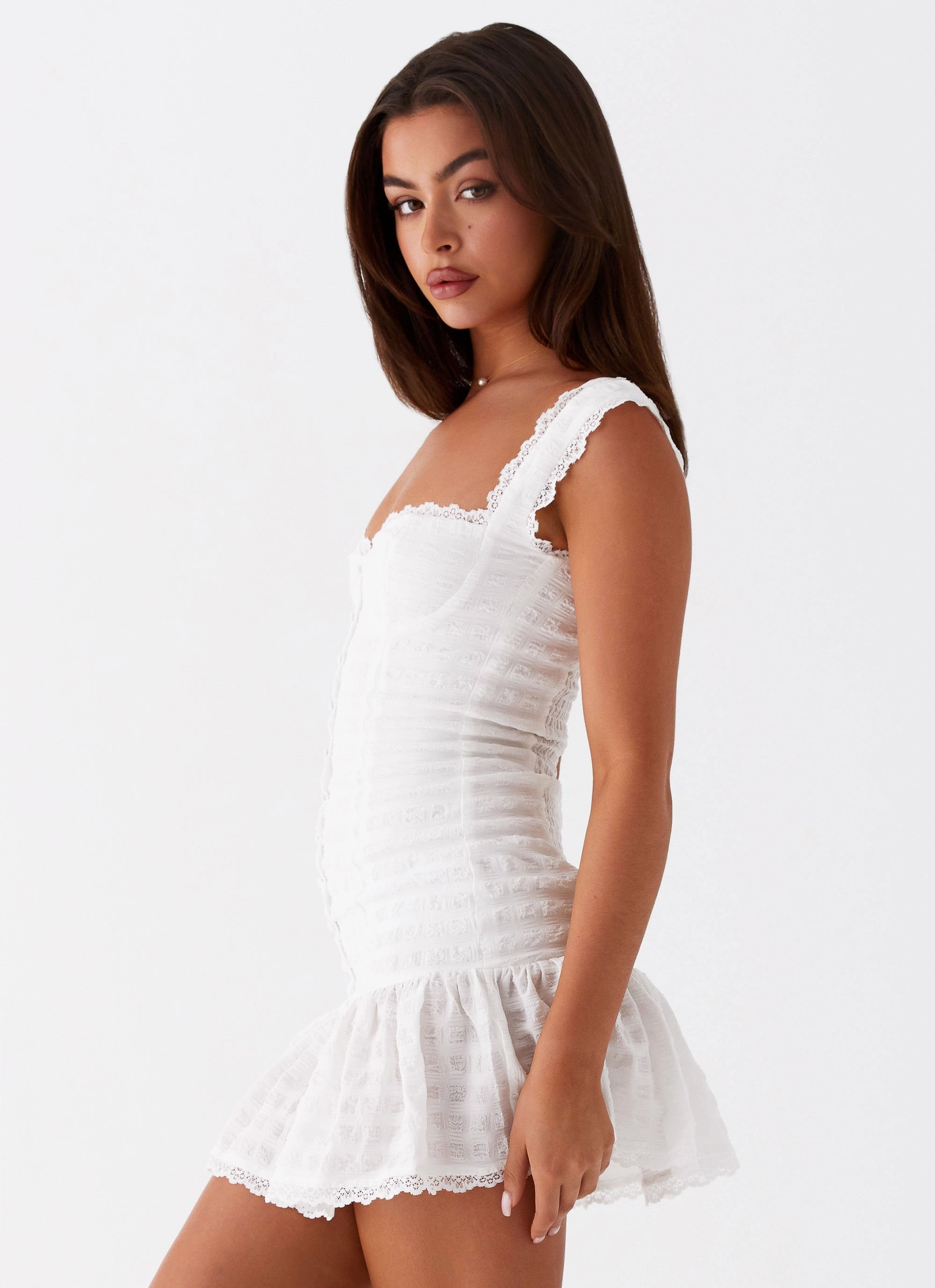 Kristina Mini Dress - White Airy Layer Layered Volume