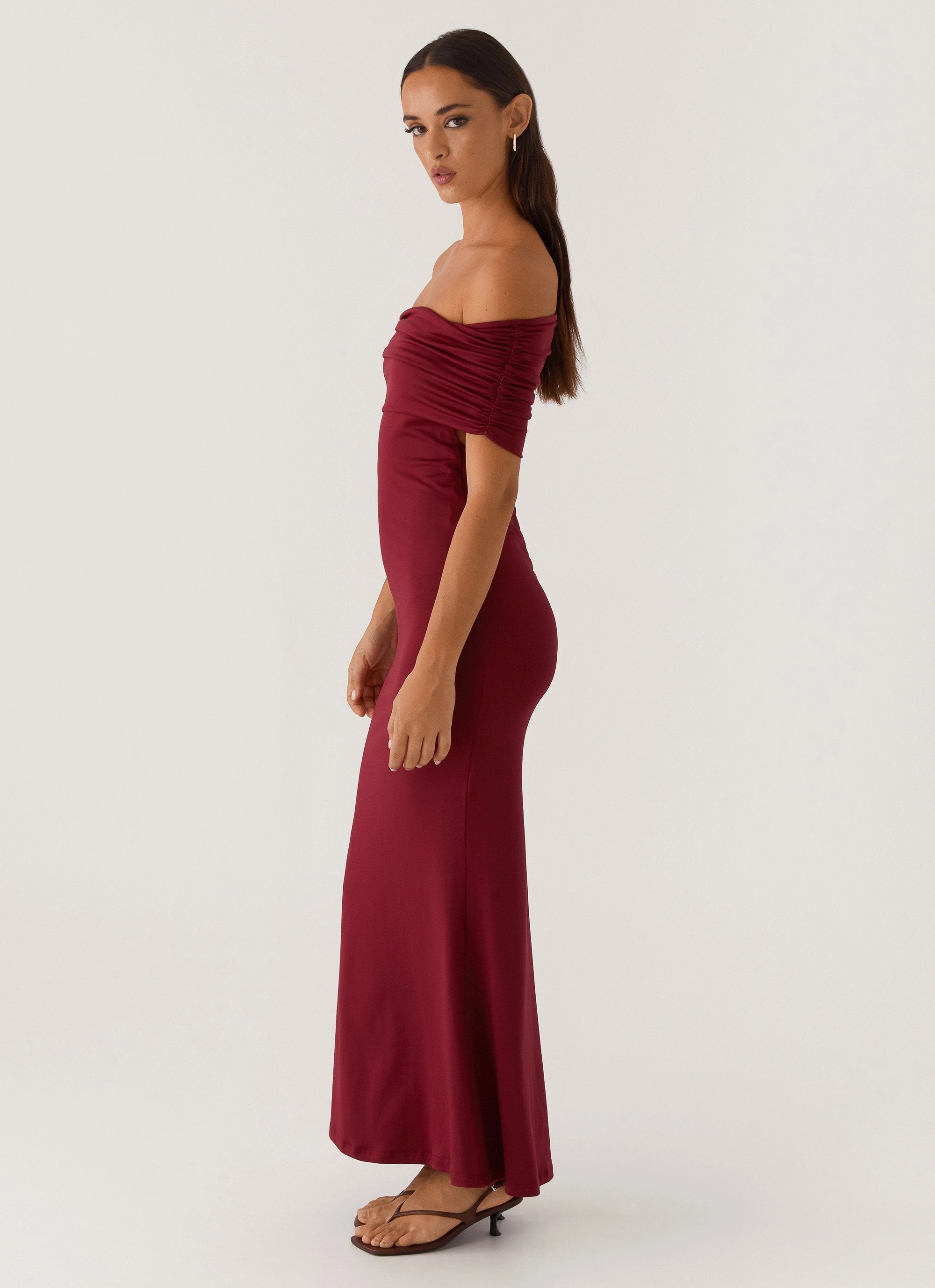 Refined Simplicity Rose Flush Maude Maxi Dress - Maroon