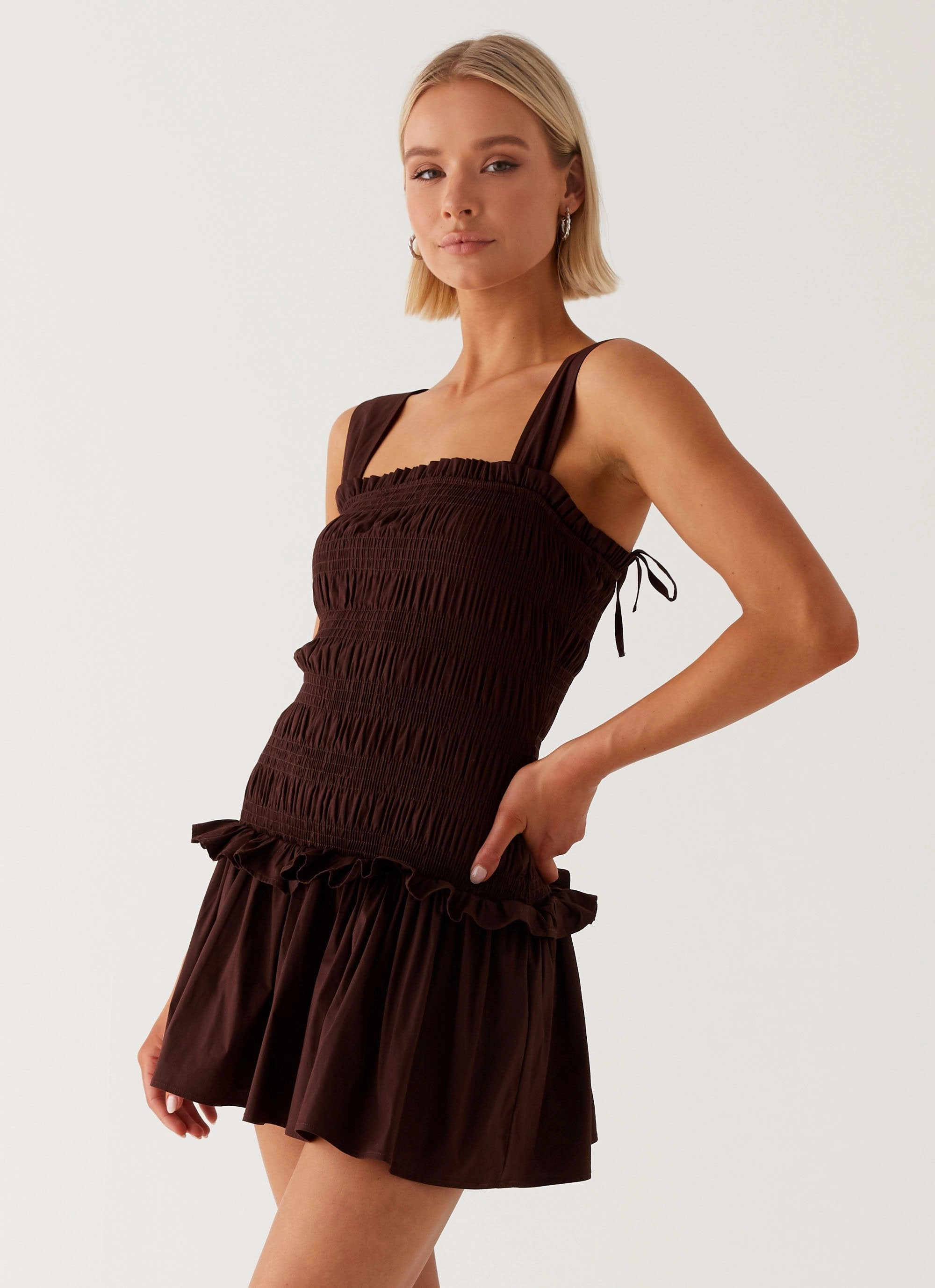 Tenielle Mini Dress - Brown Timeless Shape Smart Design