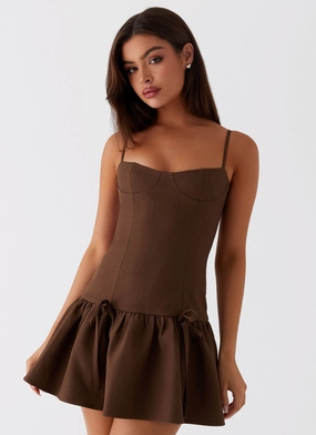 Hand-Wash Running Late Mini Dress - Chocolate