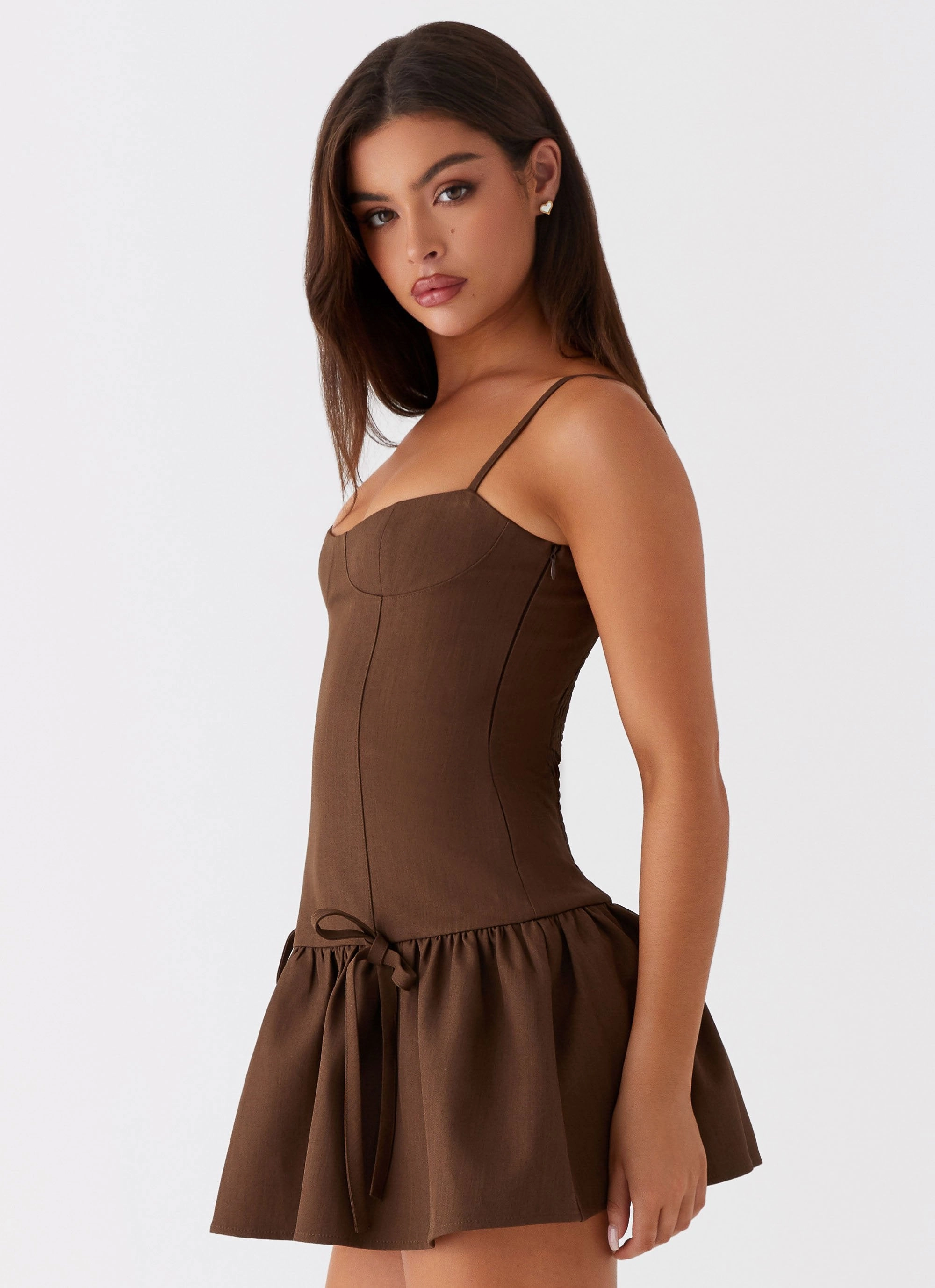 Functional-Design Running Late Mini Dress - Chocolate