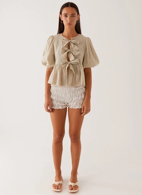 TwillWeave Western Wind Tie Top - Sage