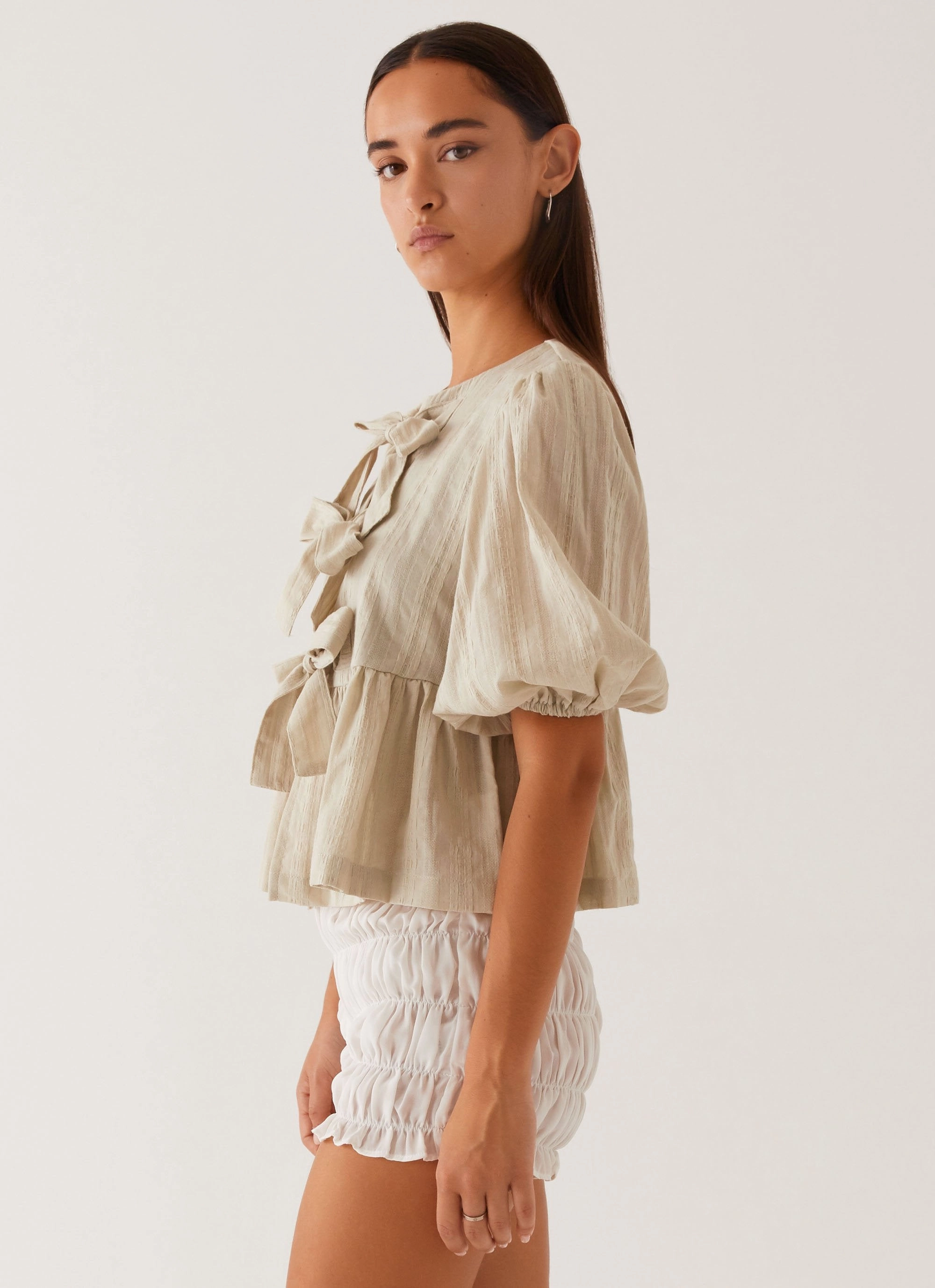 Loose Tee Western Wind Tie Top - Sage