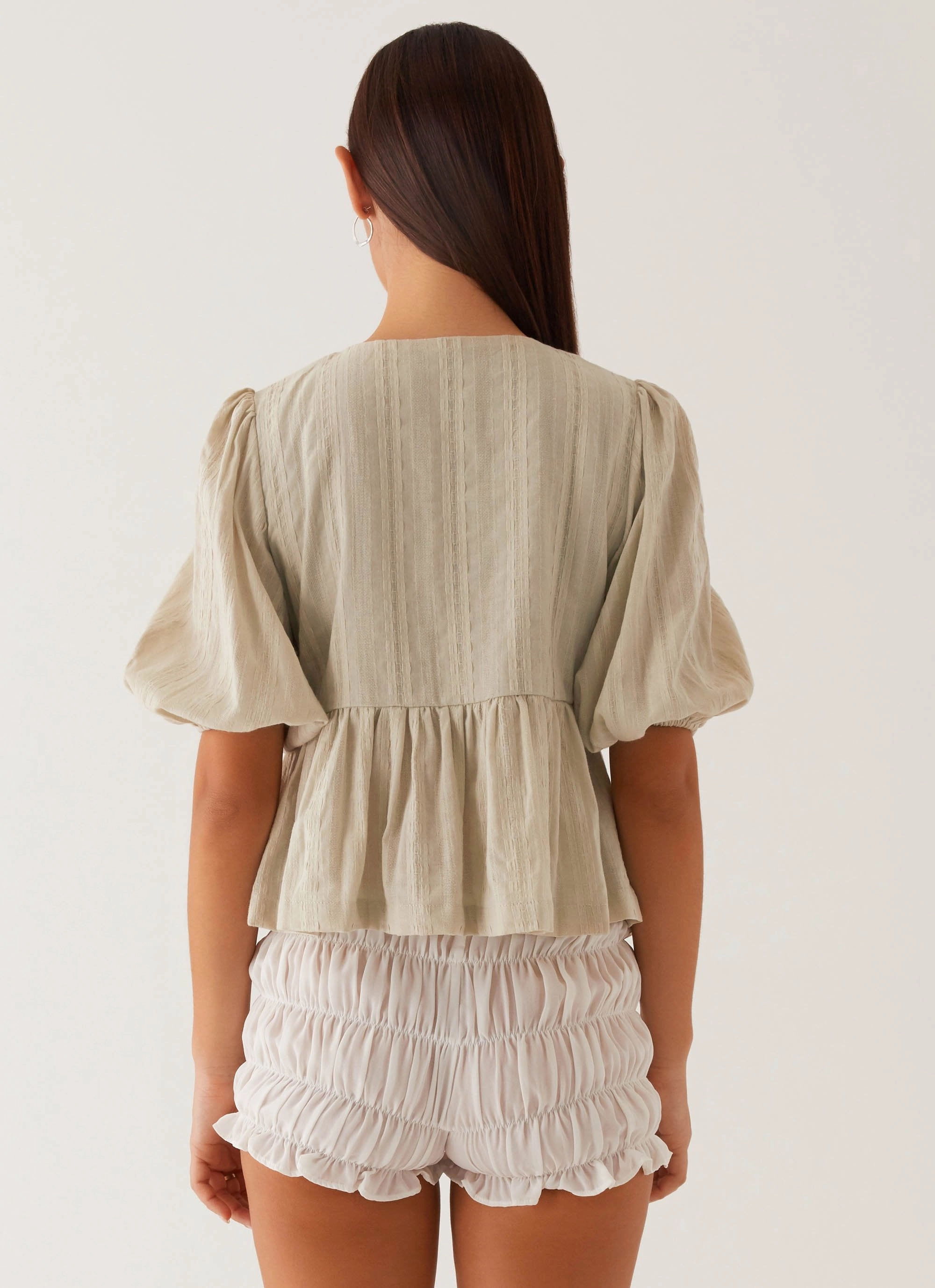 Flatlock Seam Technique ButtonDownCollar Western Wind Tie Top - Sage