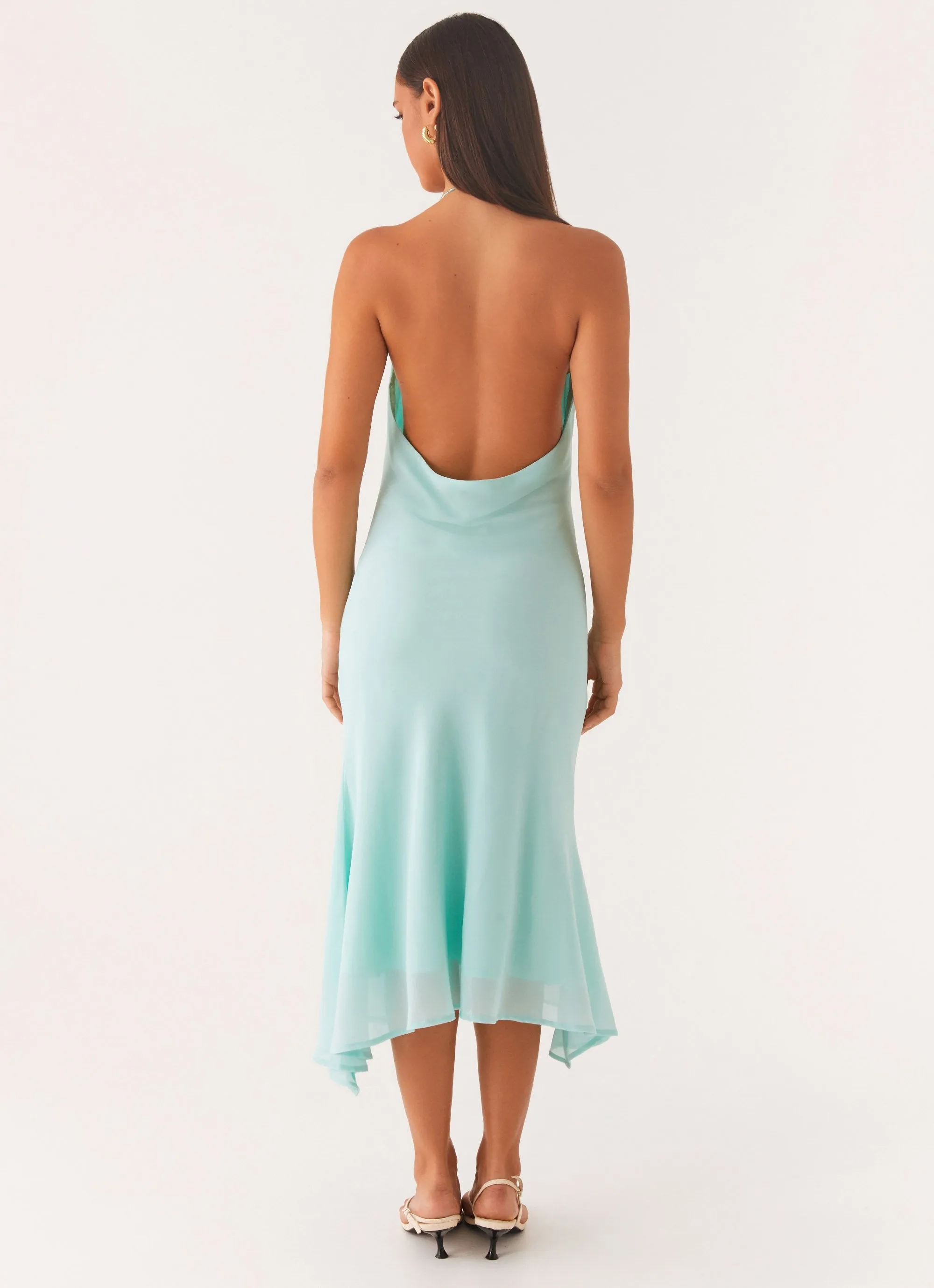 Eye Appeal Semi Sheer Deep Dive Midi Dress - Pale Blue
