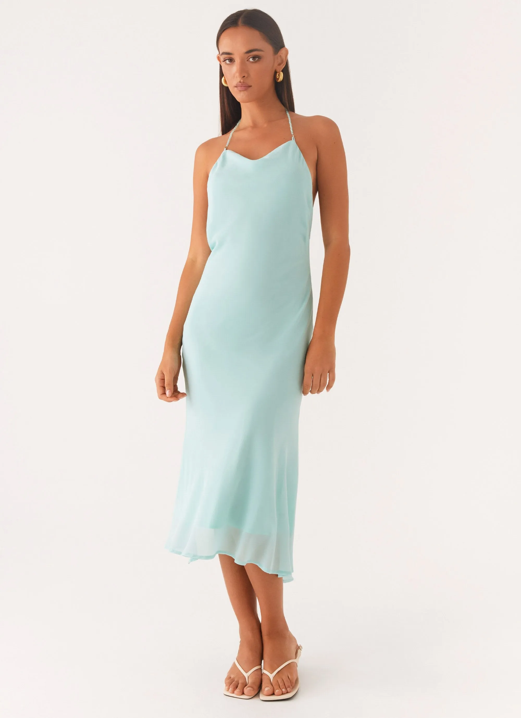 Deep Dive Midi Dress - Pale Blue Comfortable travel dress
