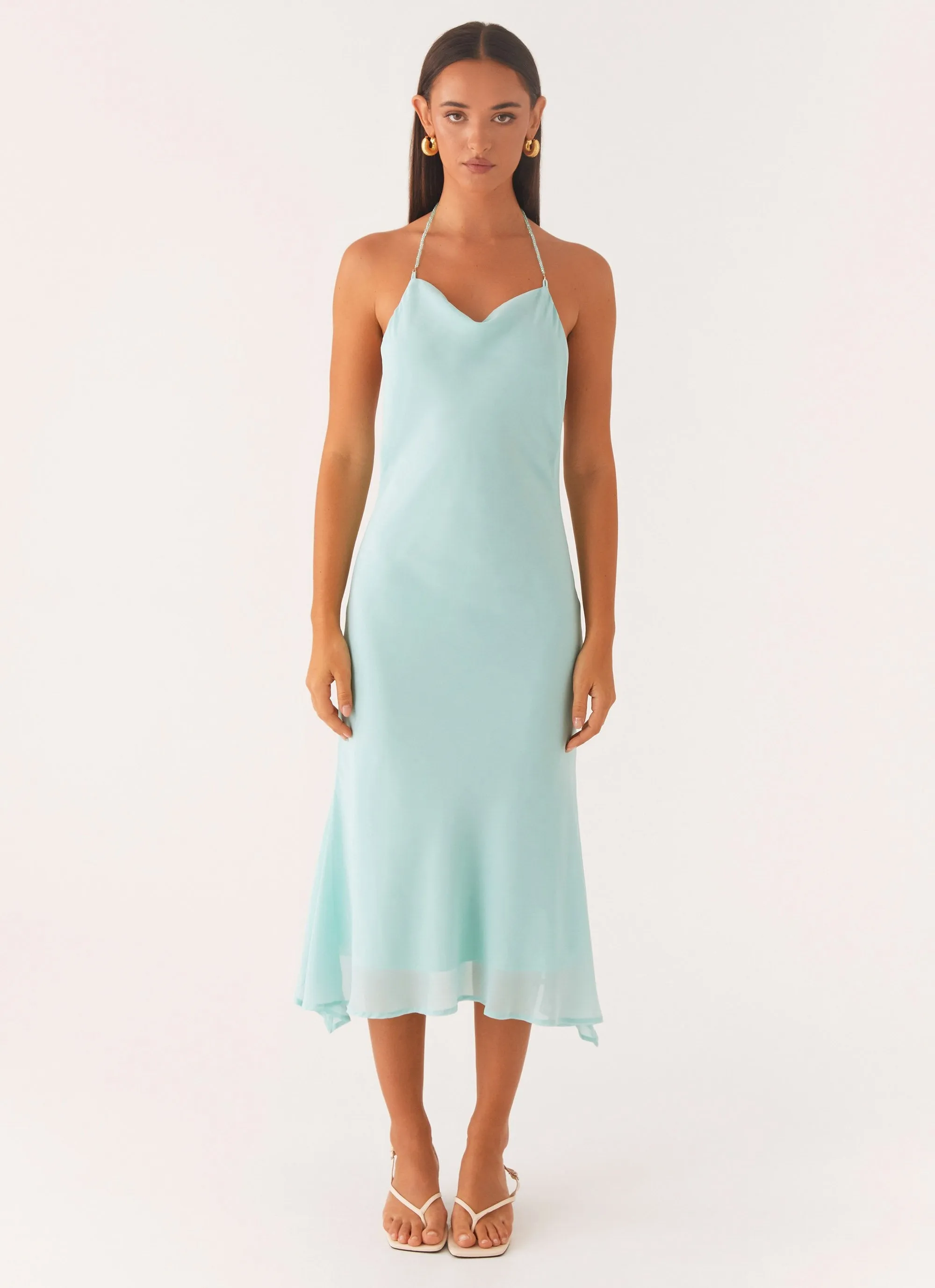 Deep Dive Midi Dress - Pale Blue Removable-Straps