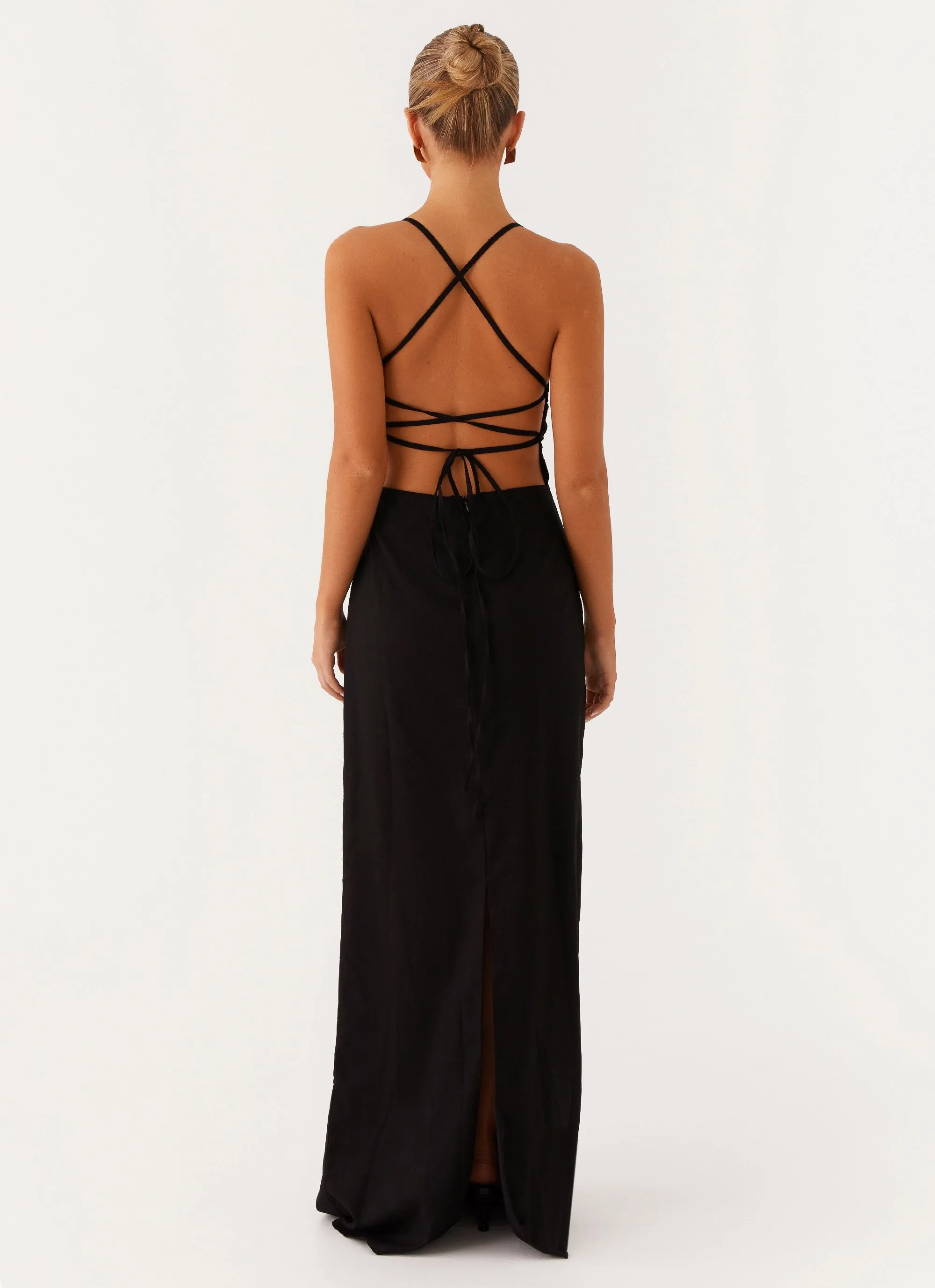 Cozy Mood Cora Backless Maxi Dress - Black