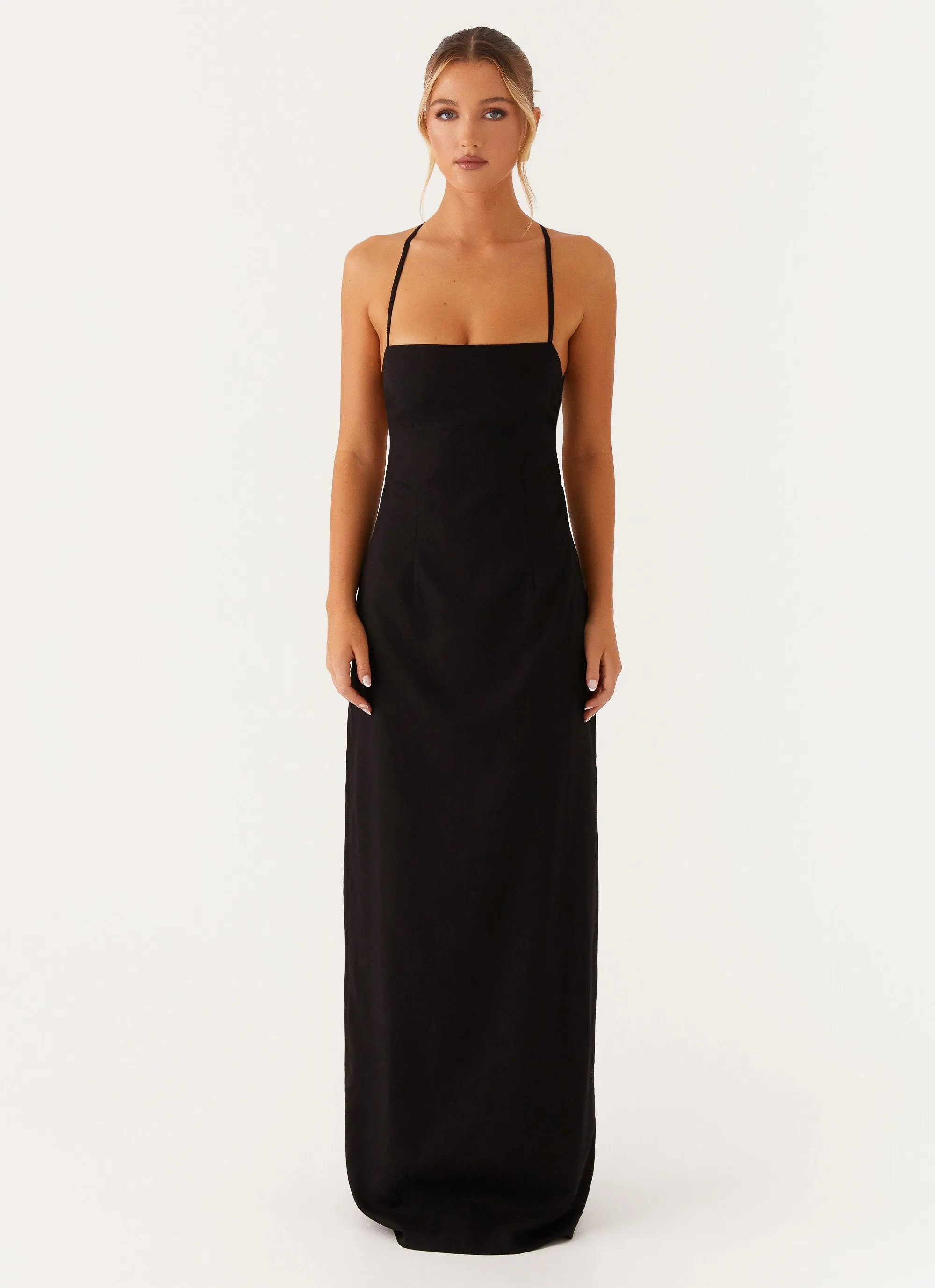 Cora Backless Maxi Dress - Black Perfect Mood