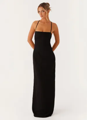 Dance Night Airy Weave Cora Backless Maxi Dress - Black