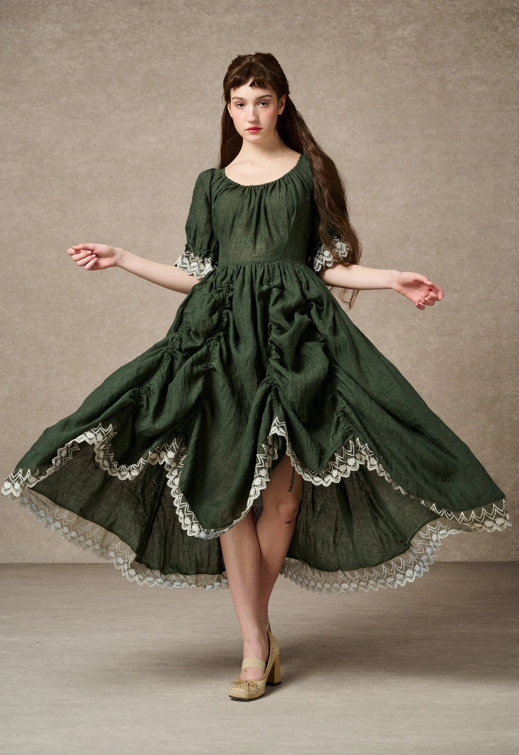 Bold Design Elowen 27 | Lace Linen dress gown ( 2 way to wear )