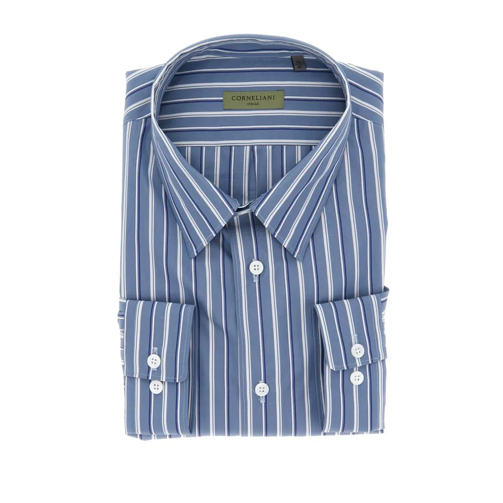 CORNELIANI Cotton Stripe Shirt BLUE