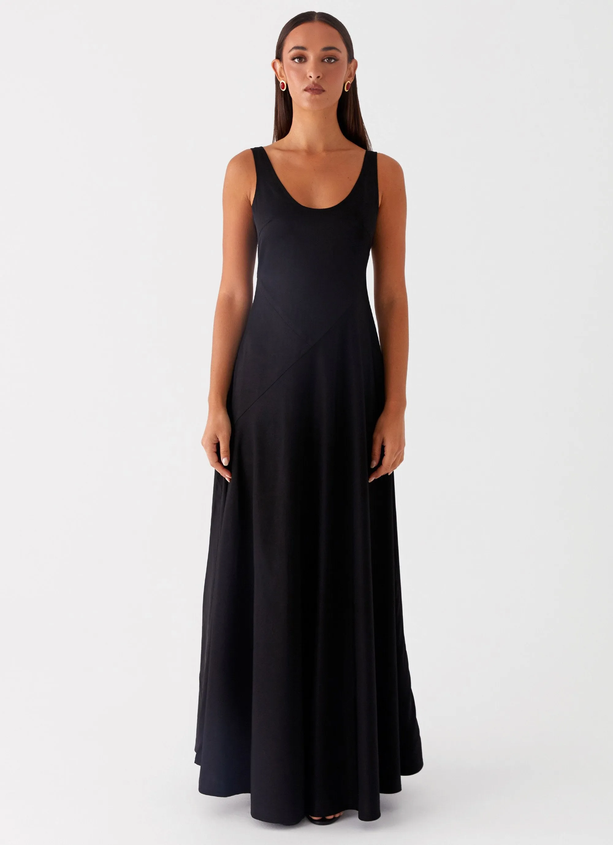 Fall Flow BreathableLining Cosma Maxi Dress - Black