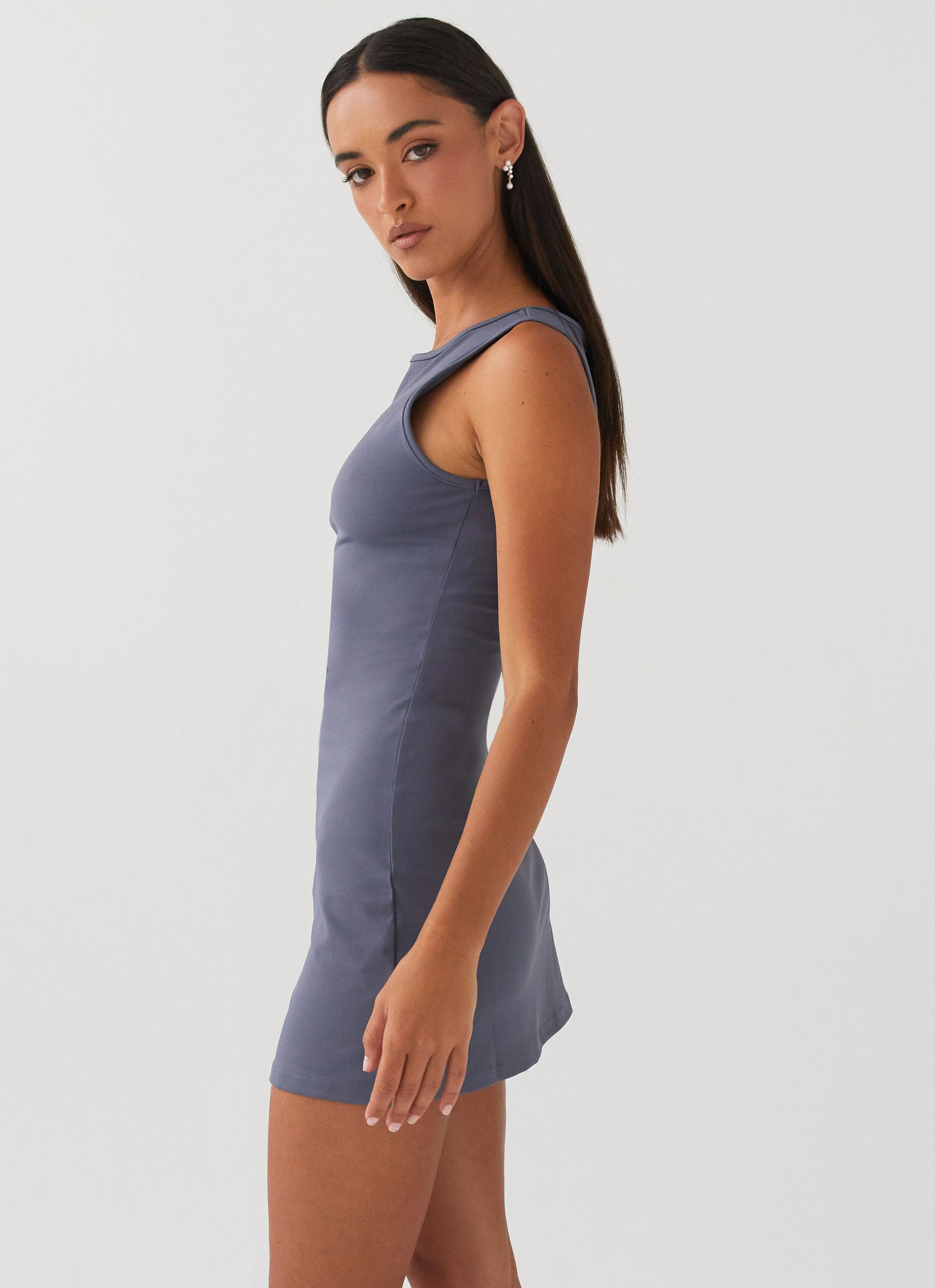 Smart Detail Layered Movement Cosmic Chic Mini Dress - Ash