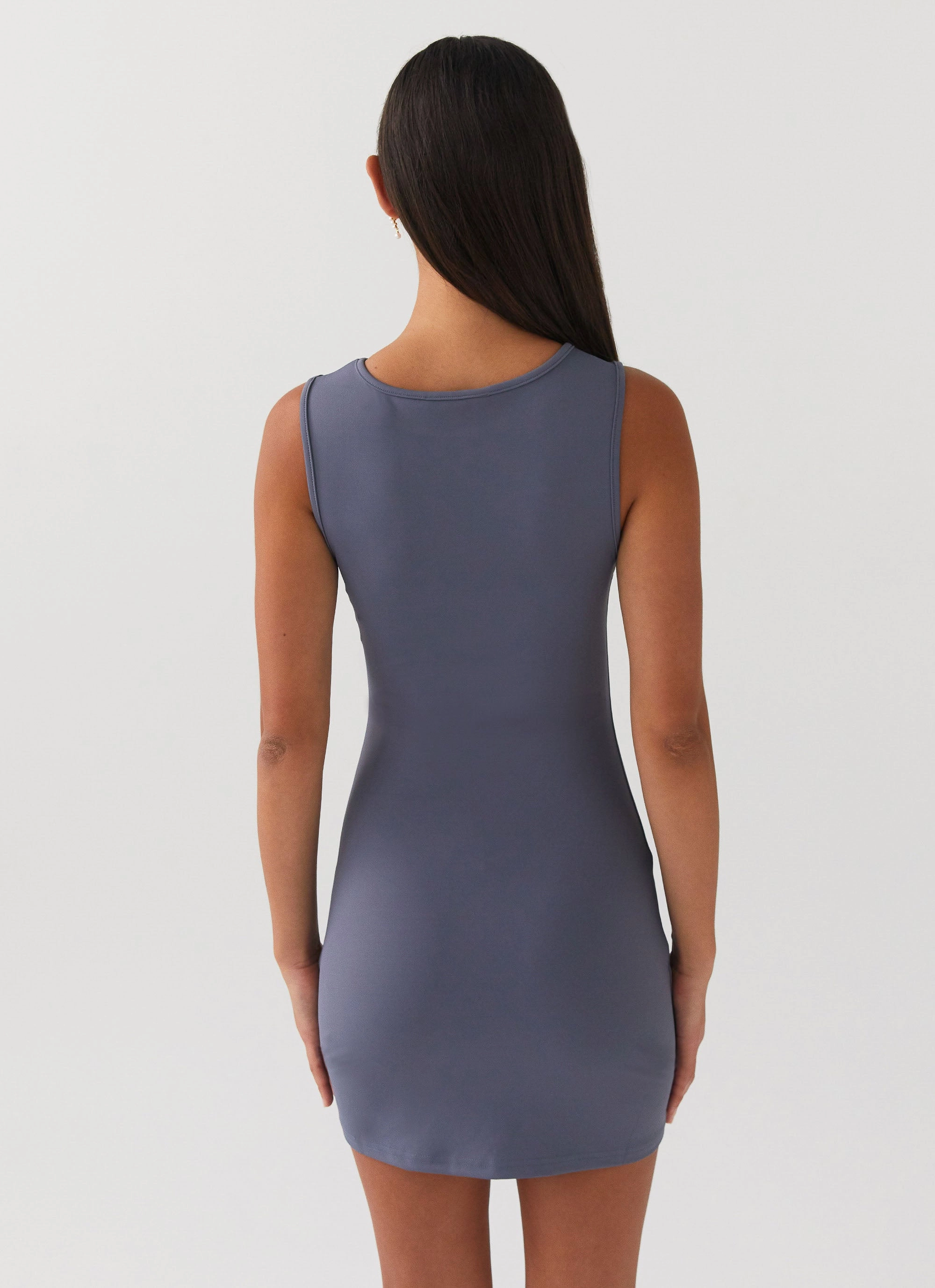 High-Neck Breath Soft Cosmic Chic Mini Dress - Ash