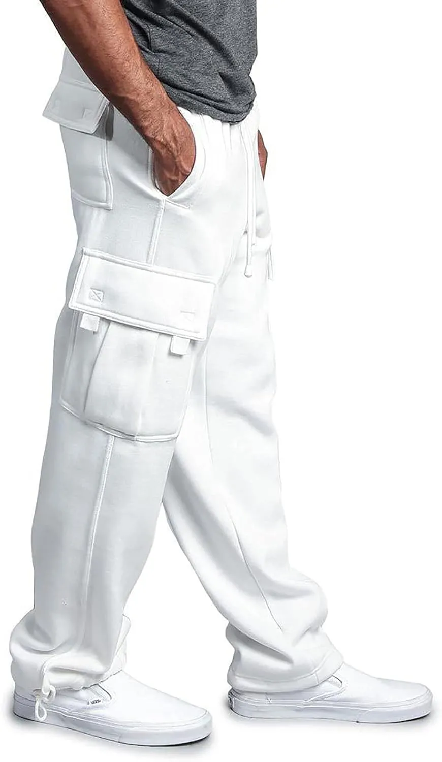Cotton Joggers for Men Casual Drawstring Athletic Jogger Gym Workout Jogging Pants Straight Cargo Pants Sweatpants