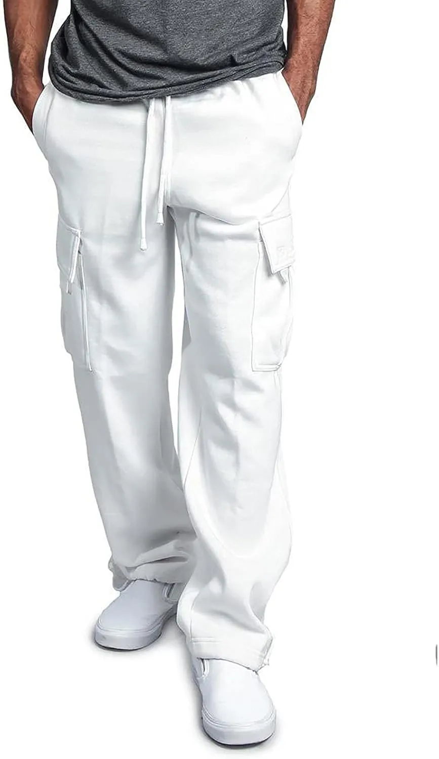 Cotton Joggers for Men Casual Drawstring Athletic Jogger Gym Workout Jogging Pants Straight Cargo Pants Sweatpants