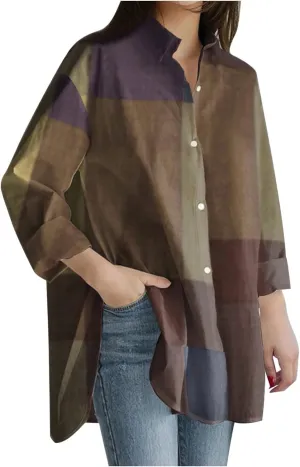 Cotton Linen Button Down Shirt for Women Women's Plus Casual Shirt Women's Blouse Womens Button Down Shirt Womens