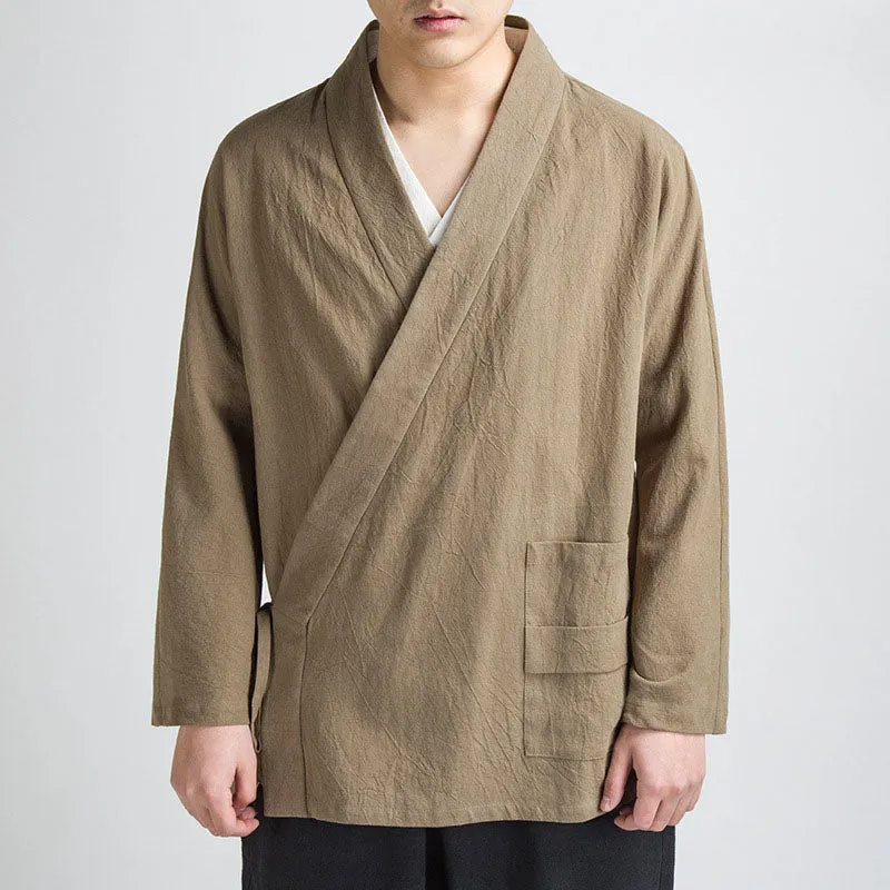 Cotton Linen Diagonal Tang Suit Top