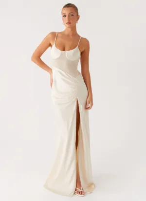 Comfortable Layer Rising Sun Maxi Dress - Off White