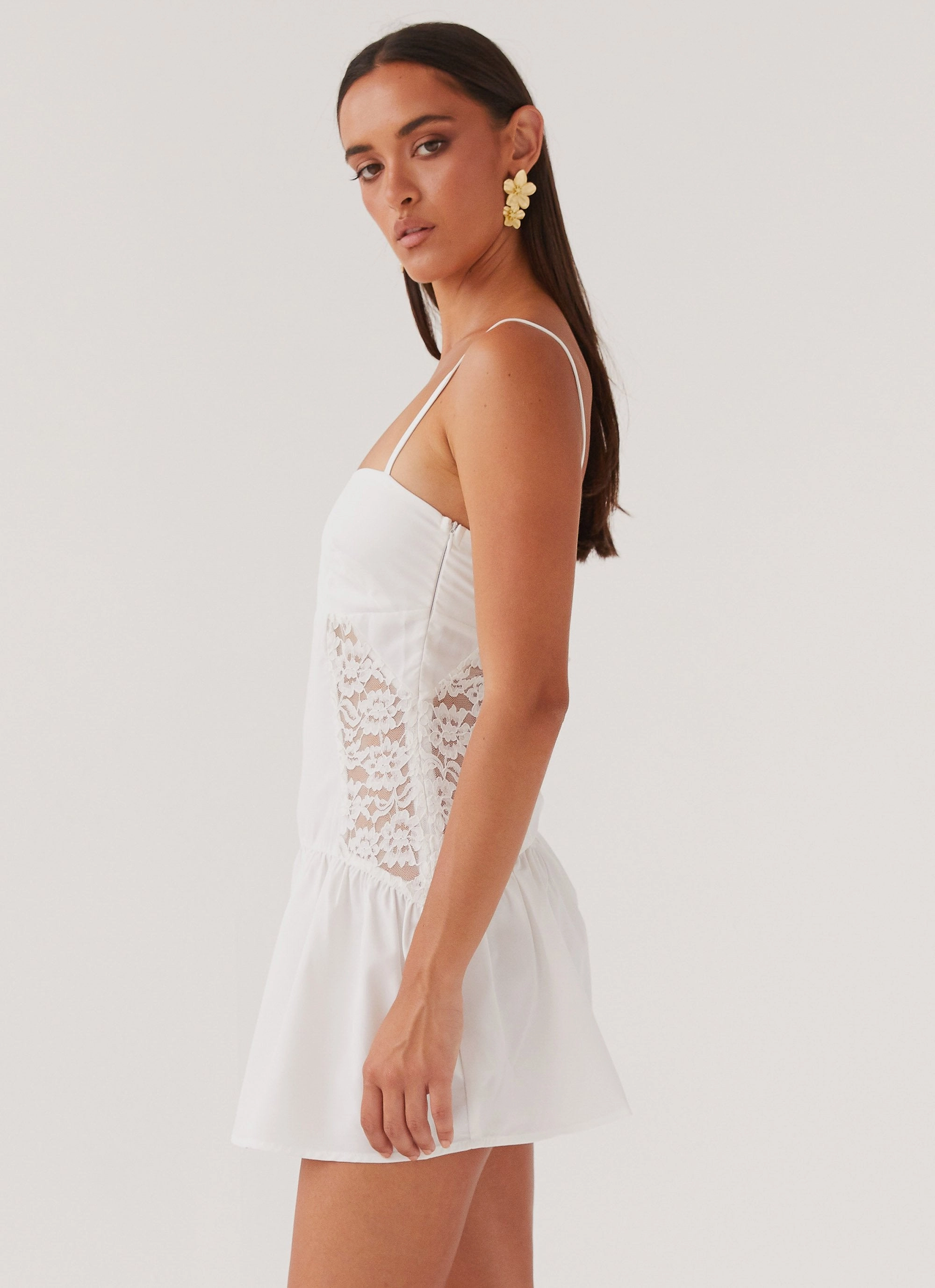 Cotton Cloud Mini Dress - White Durable-Fabric