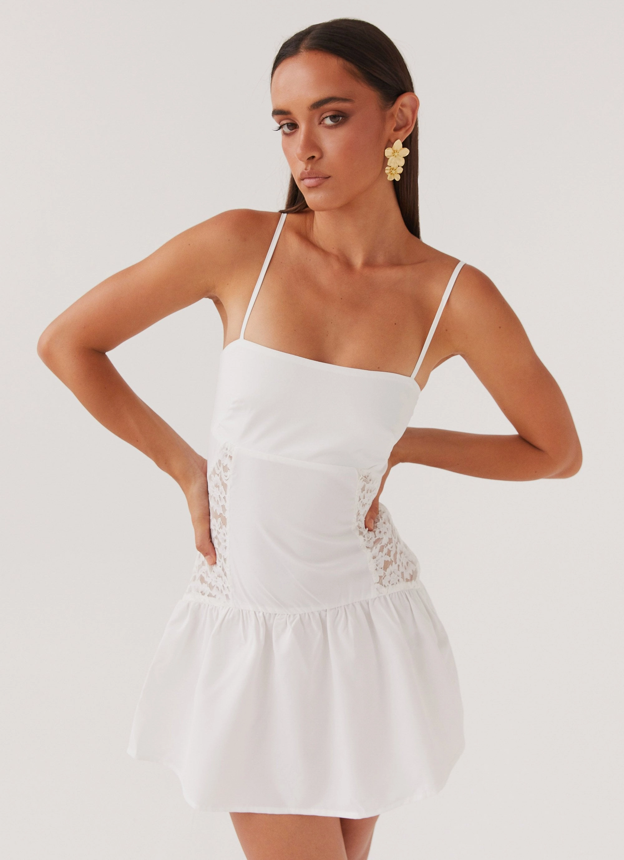 Casual Tones Cotton Cloud Mini Dress - White
